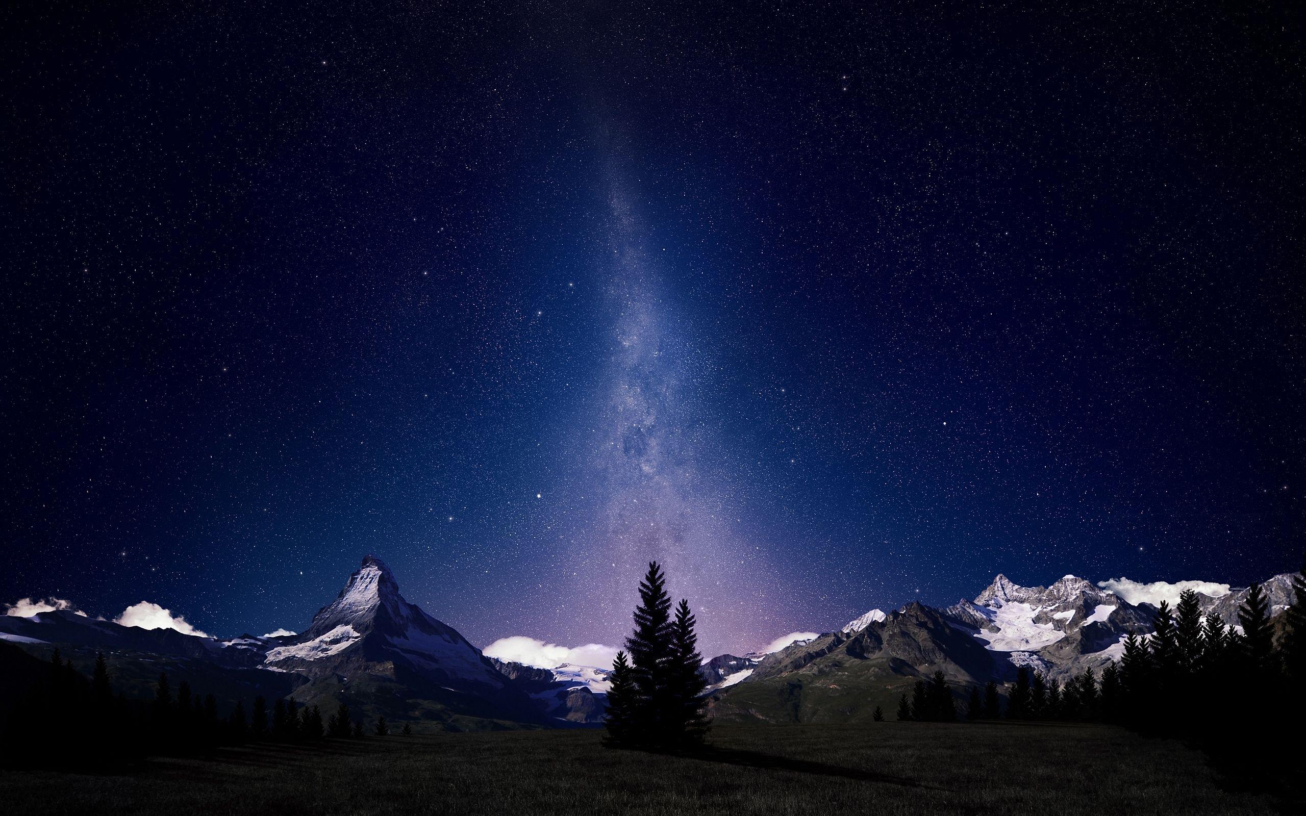 Wallpaper Swiss Alps, Night sky, Milky Way, HD, Space