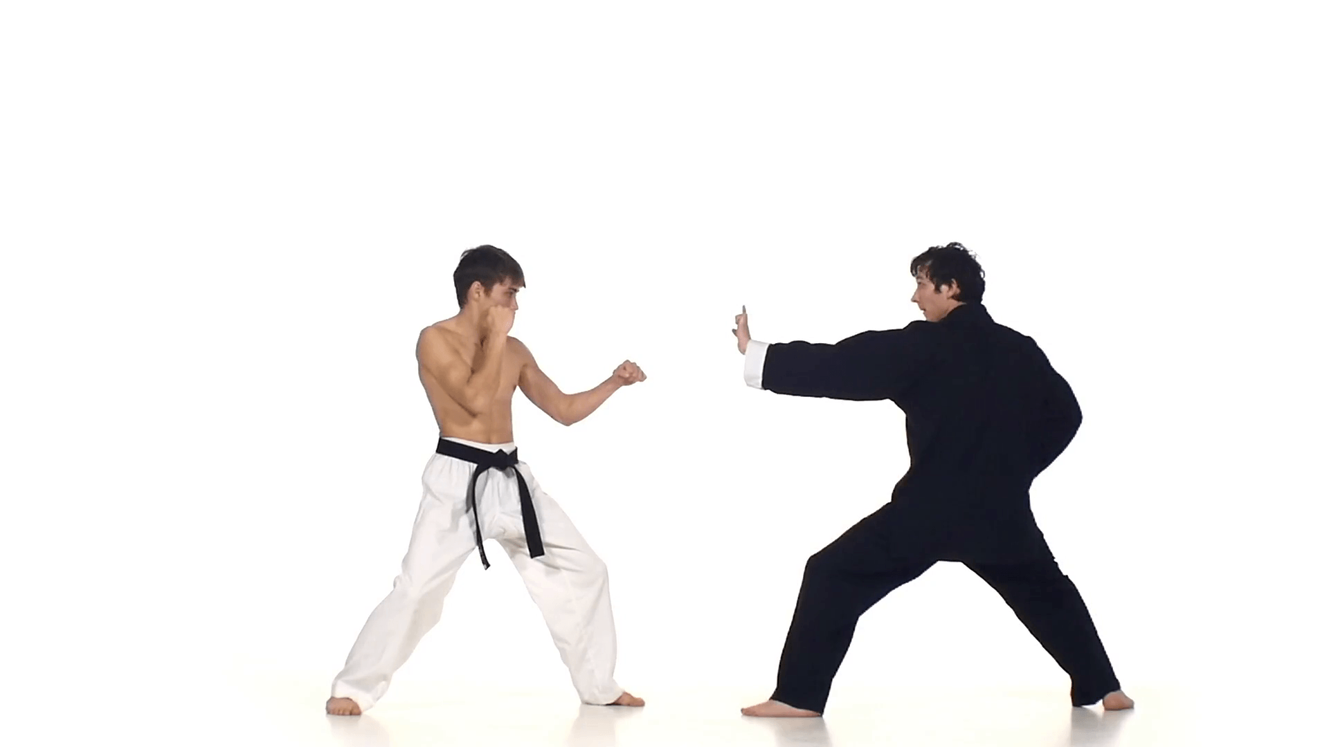 Sparrynh taekwondo and wushu or karate man on a white background