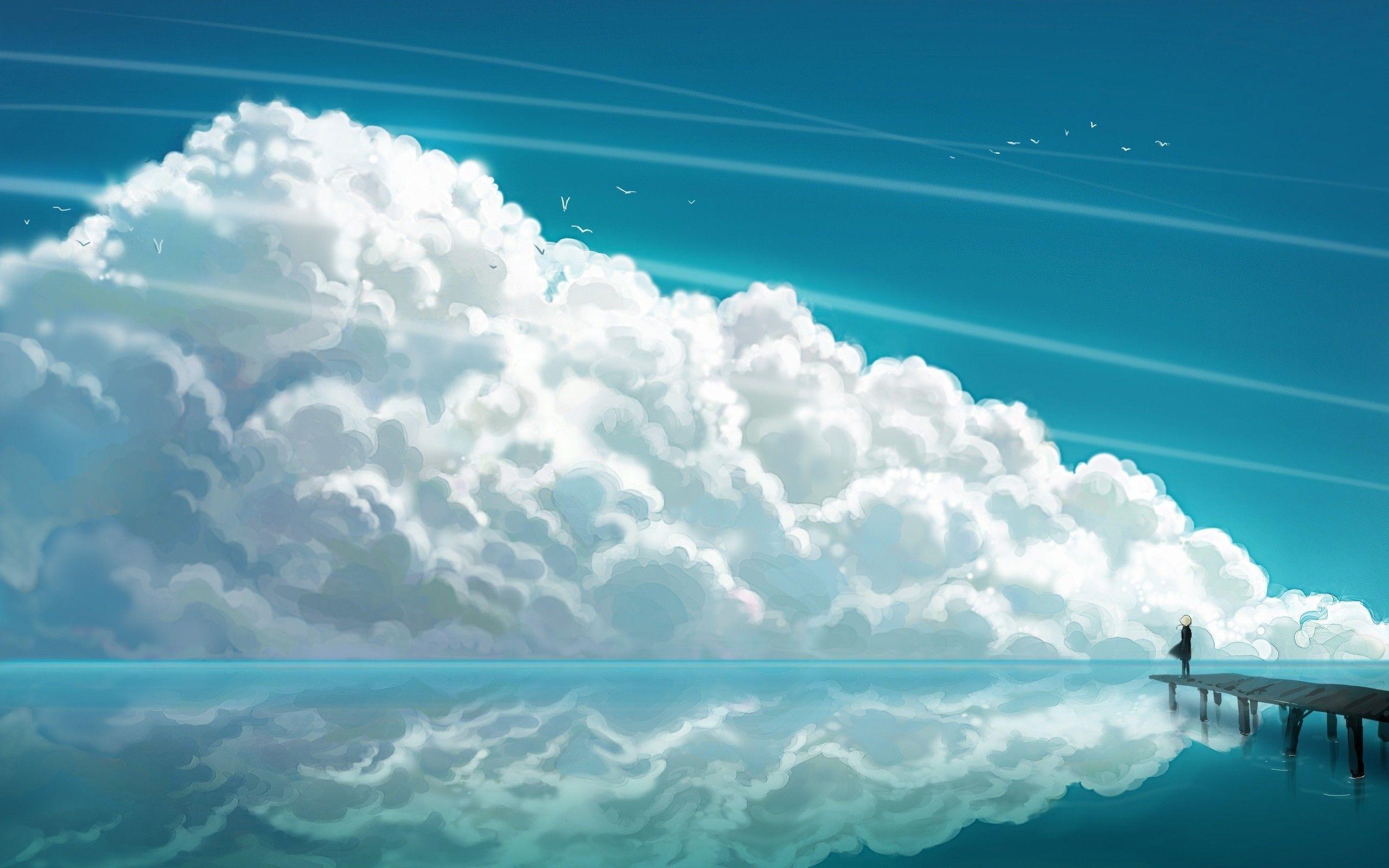 Image result for anime cloud. Anime scenery