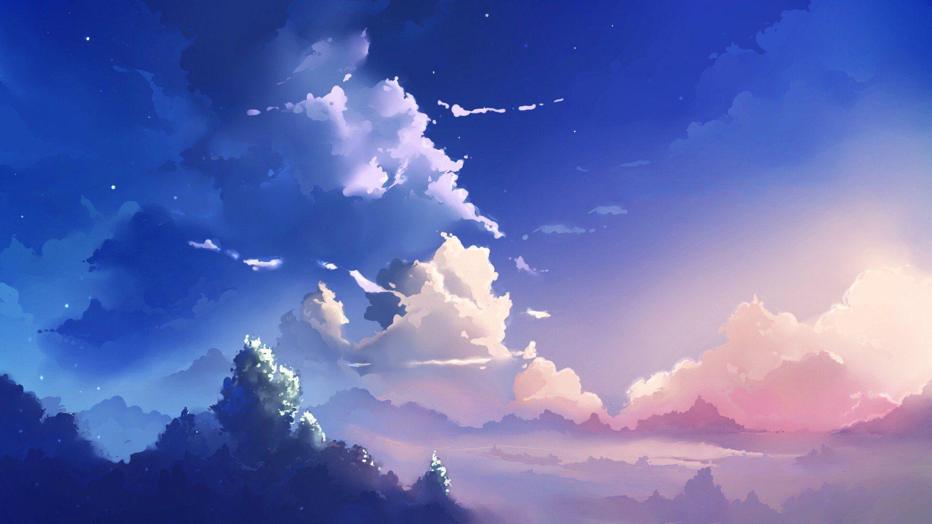 anime sky scenery wallpaper 7984. Phong cảnh, Hình nền, Bầu trời