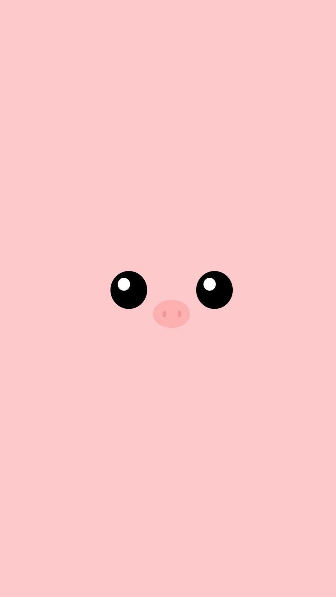 Minimal Pink Piggy Cute Eyes iPhone 8 Wallpaper Download. iPhone
