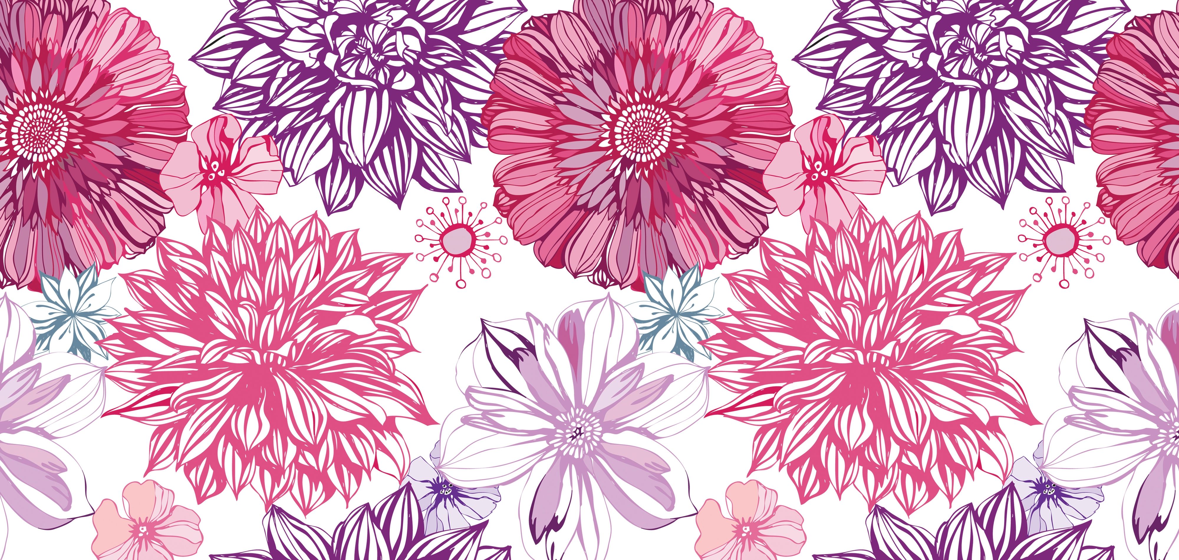 Wallpaper, asters, patterns, background, surface, texture