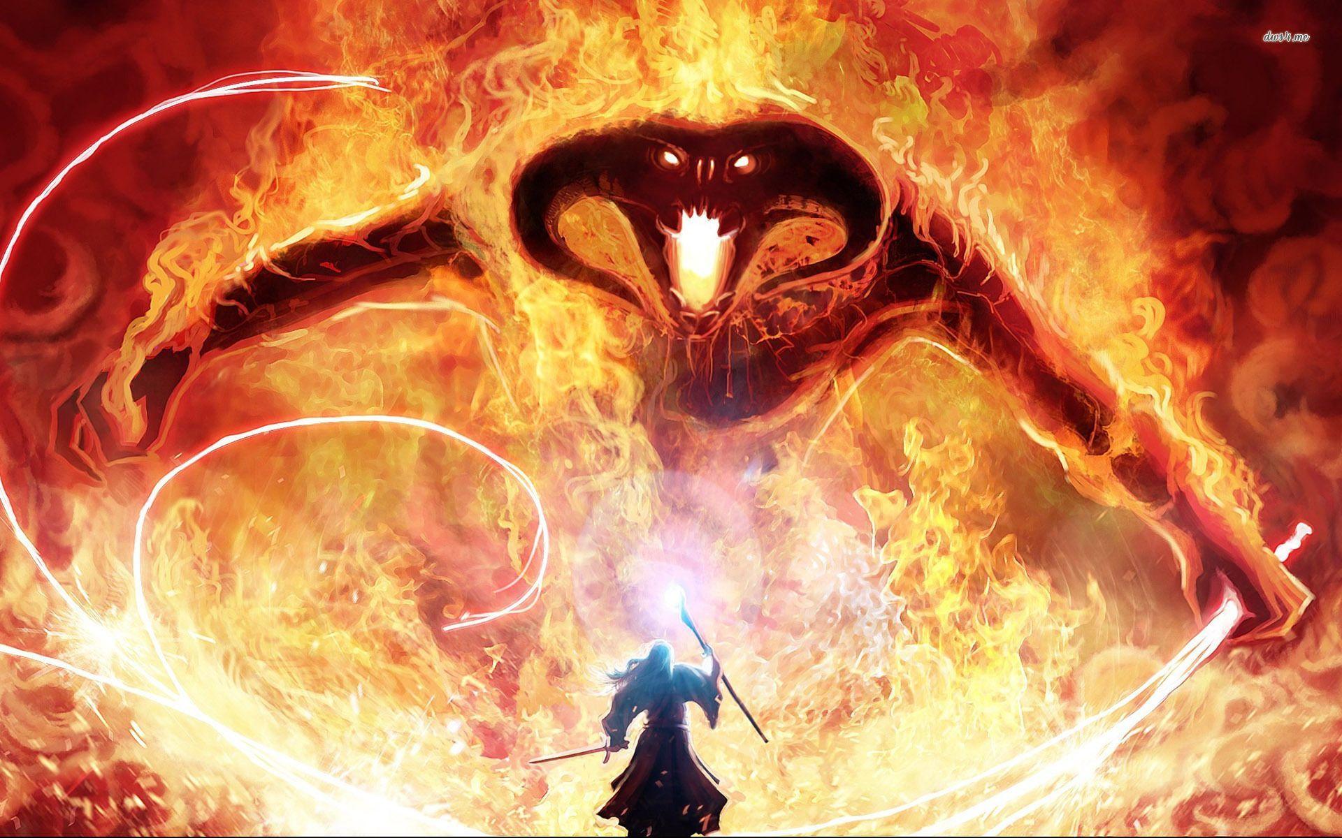 Gandalg and Balrog Of The Rings wallpaper