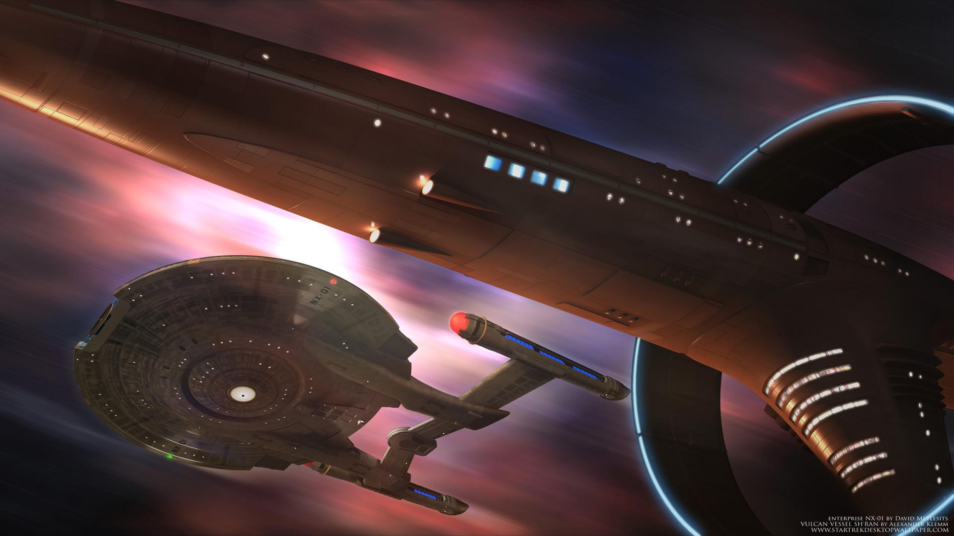 Vulcan Vessel Sh'ran and U.S.S Enterprise NX- free Star Trek