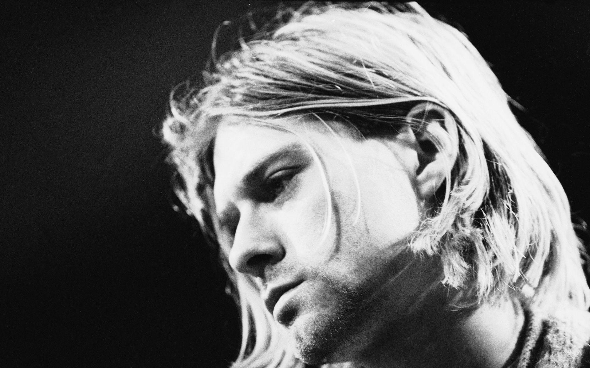 Kurt cobain monochrome nirvana face men males wallpaperx1200