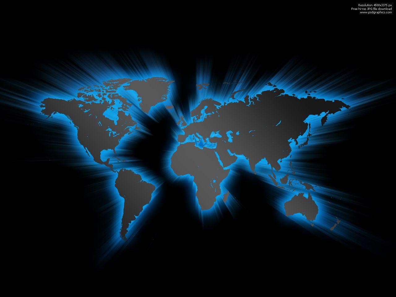 Blue glowing world map
