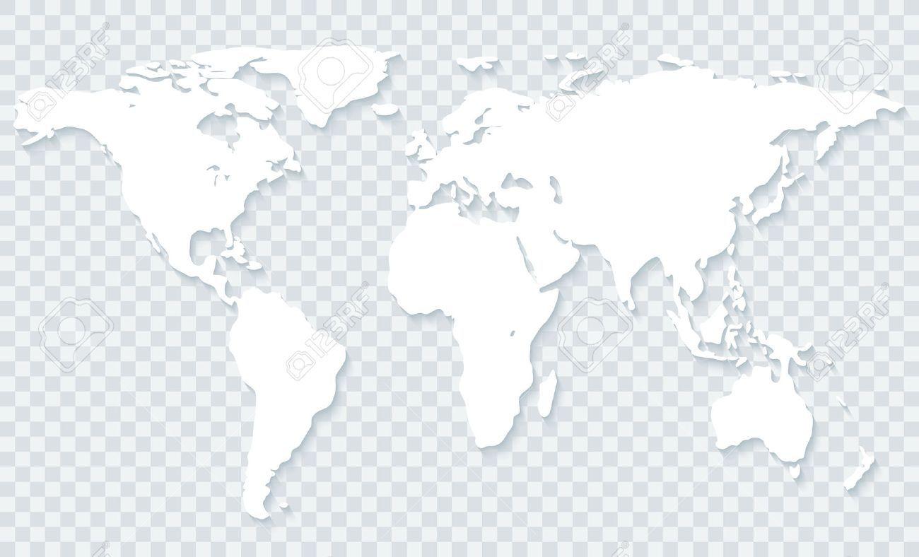 Black Map Of World On Transparent Background Vector Illustration