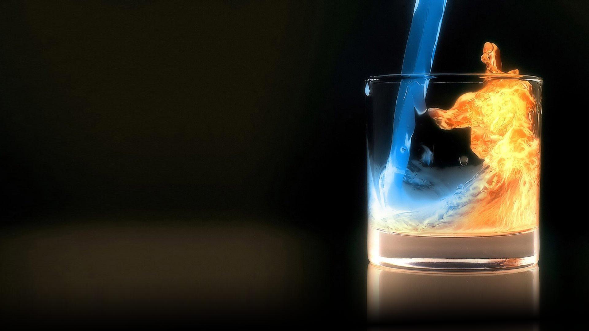 Fire and water in glass HD wallpaper. HD Latest Wallpaper