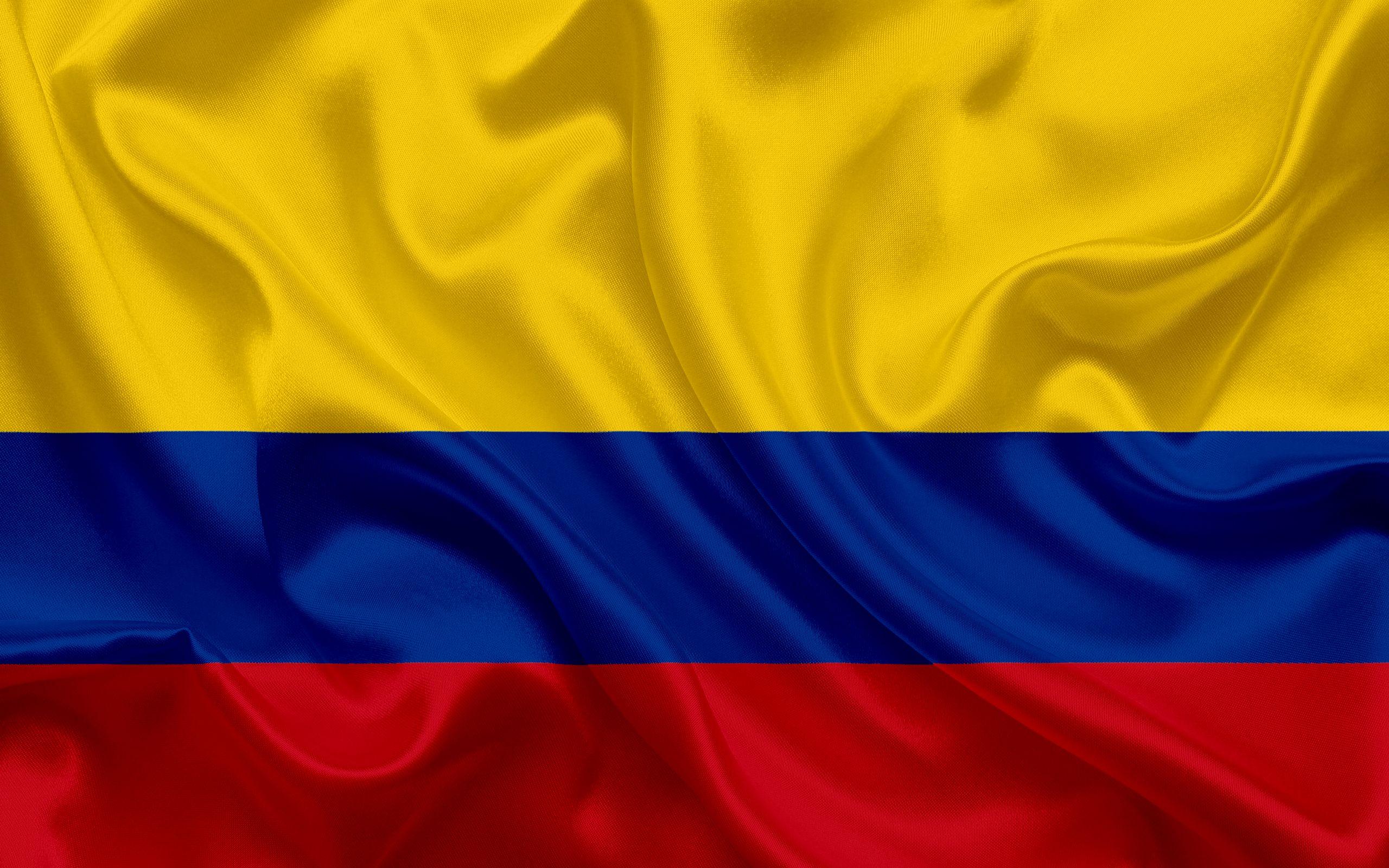 Download wallpaper Colombian flag, Colombia, South America, silk