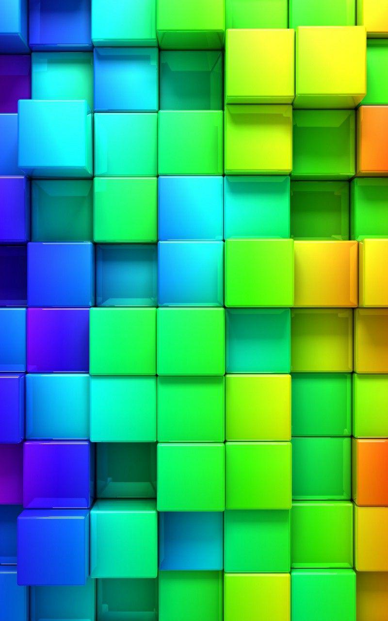 Free HD Blocks Rainbow 3D Graphics Background Wallpaper Download