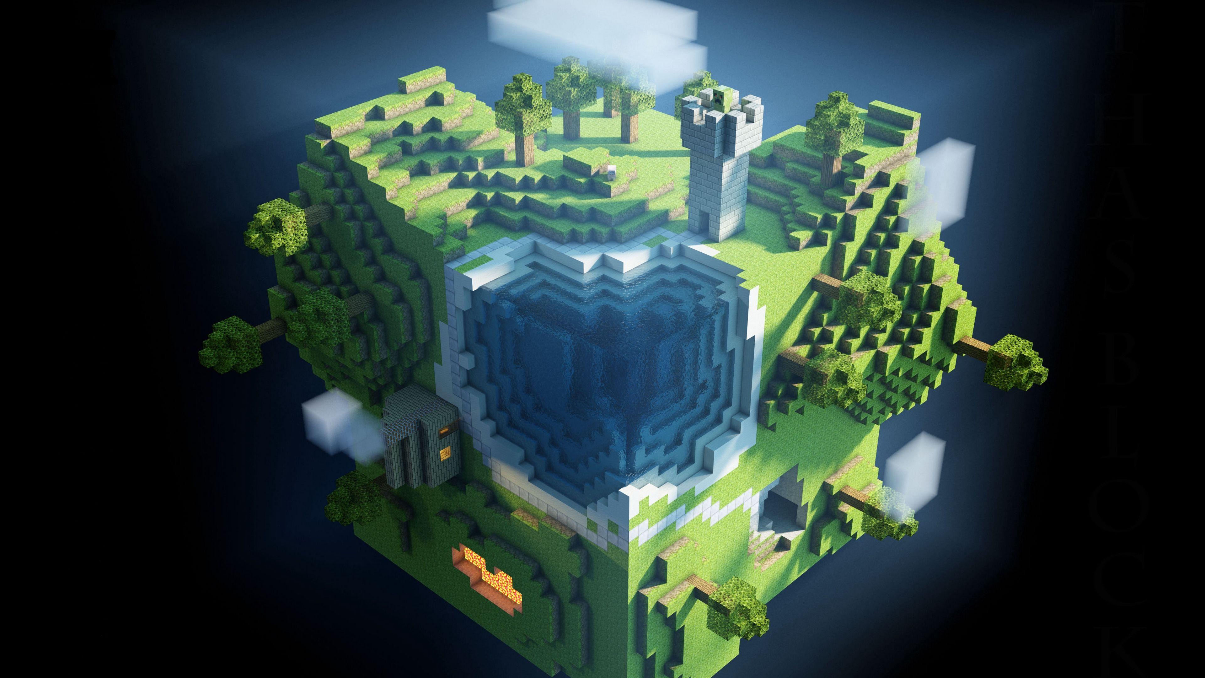Download wallpapers 3840x2160 minecraft, planet, cube, cubes, world