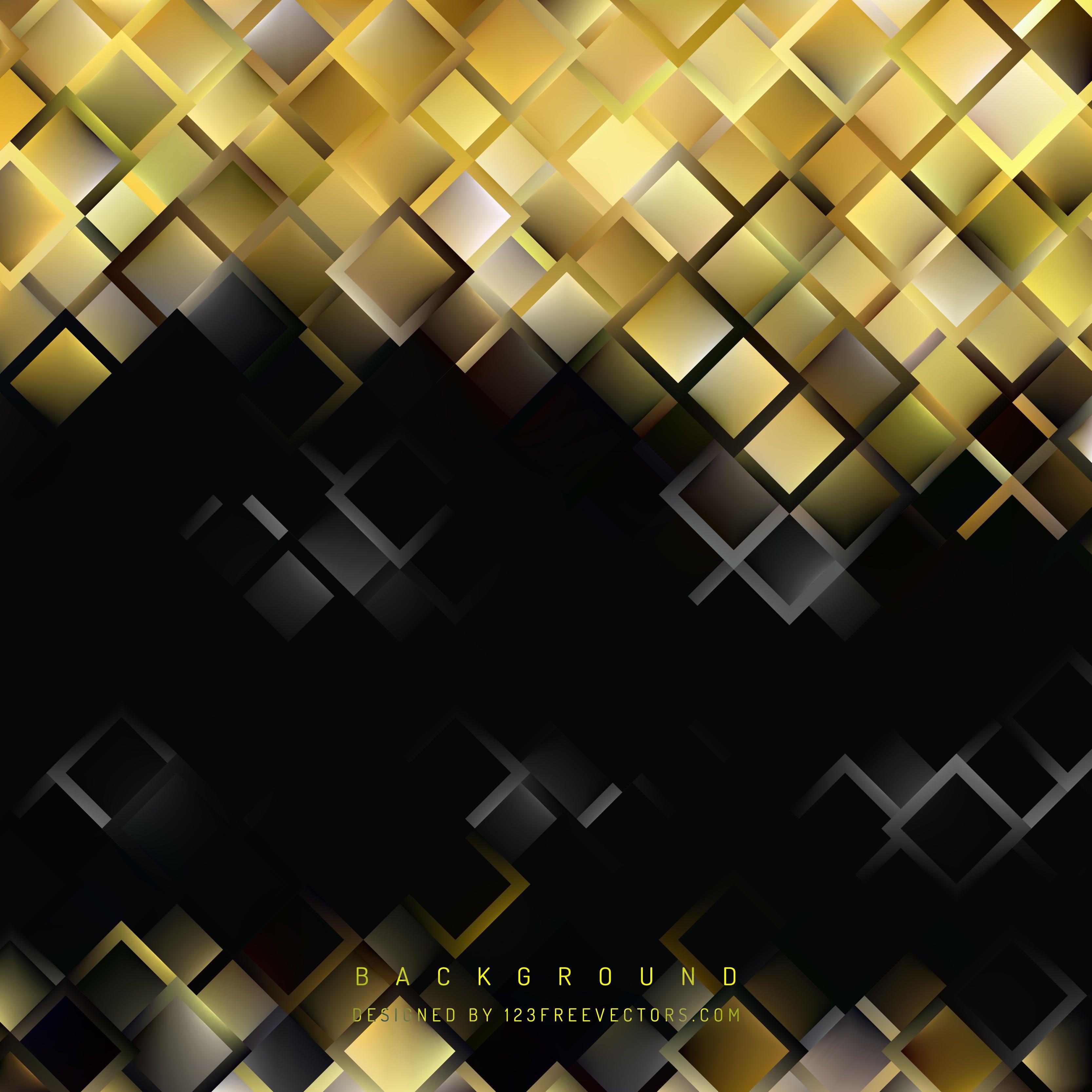 Abstract Black Gold Square Background DesignFreevectors