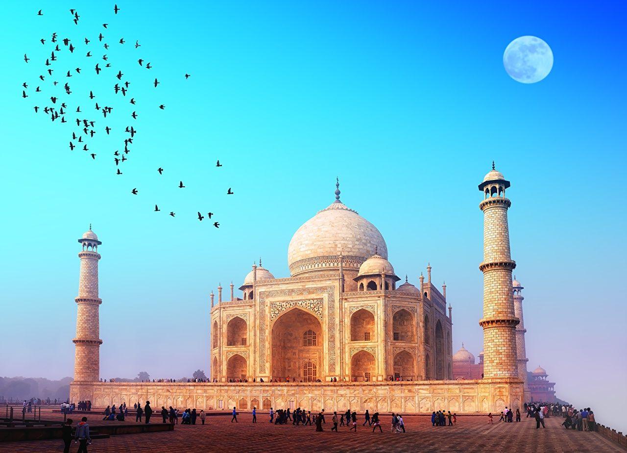 Photos Mosque India Taj Mahal Agra Pradesh casstle Sky Moon Temples