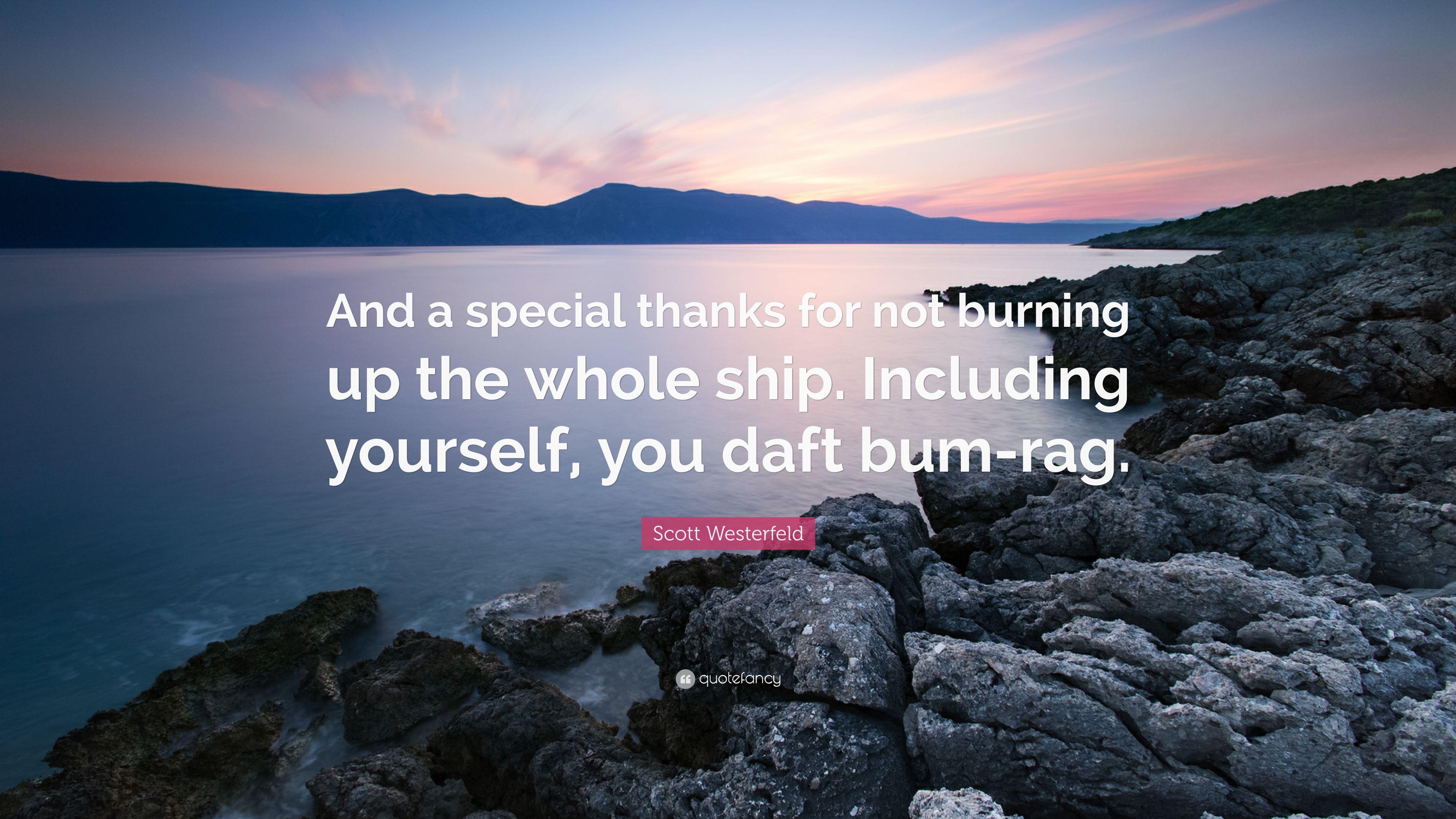 Scott Westerfeld Quote: “And a special thanks for not burning up