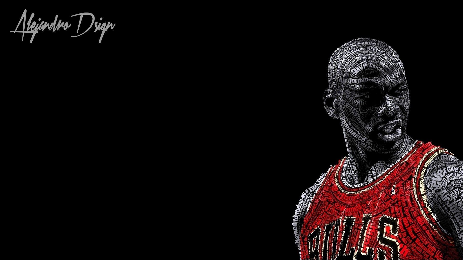 typographic Portraits, Michael Jordan, Basketball, Chicago Bulls