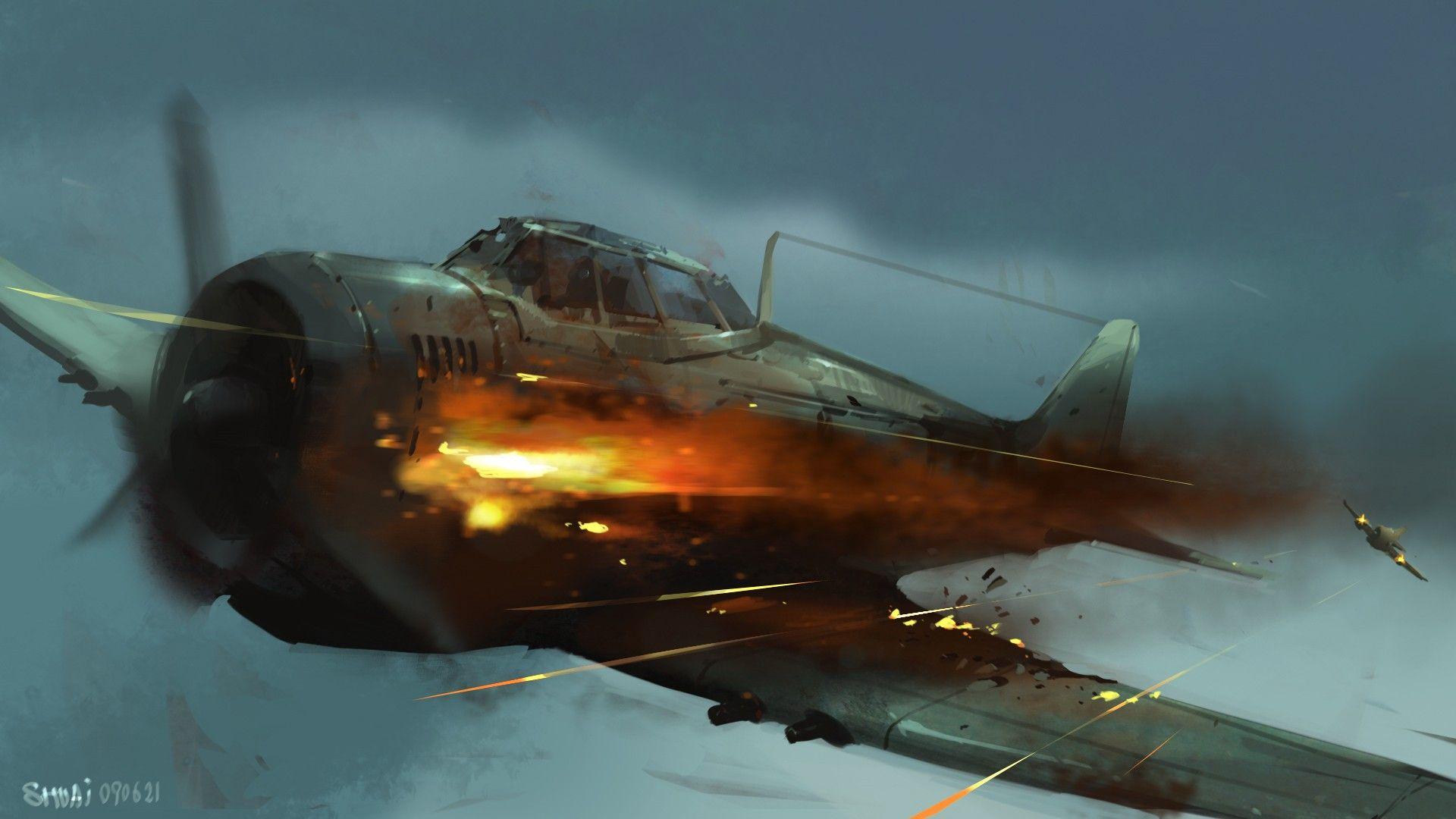 Airplane Plane WWII World War Drawing battle military wallpaper