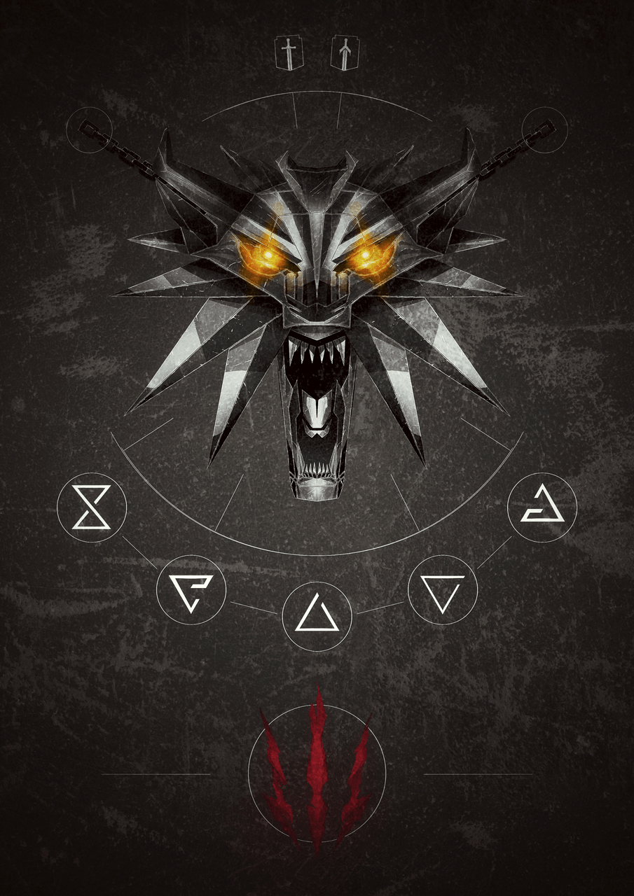 The Witcher 3: Wild Hunt inspired poster with the Wolf School