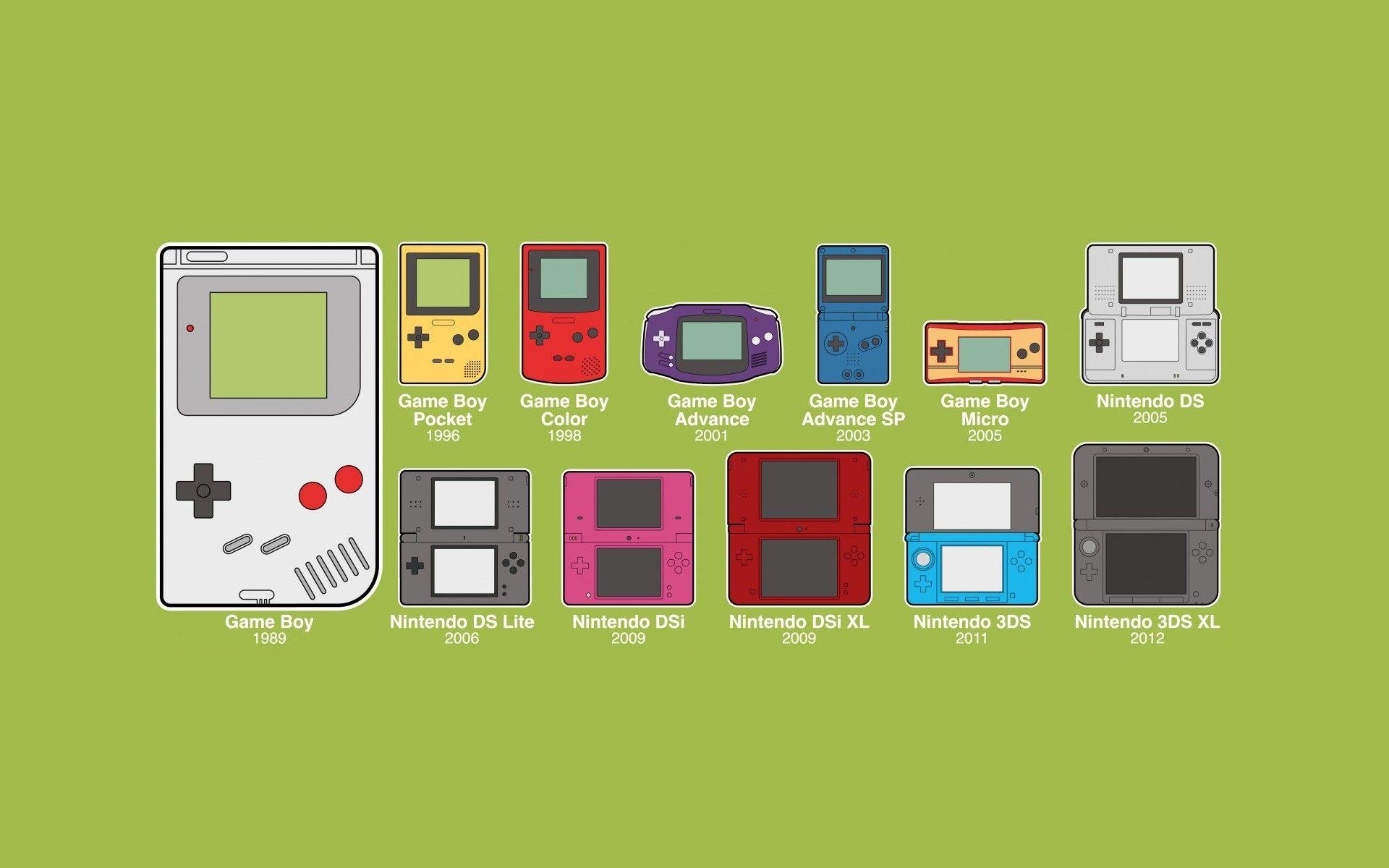 minimalism, consoles, GameBoy, Nintendo, evolution
