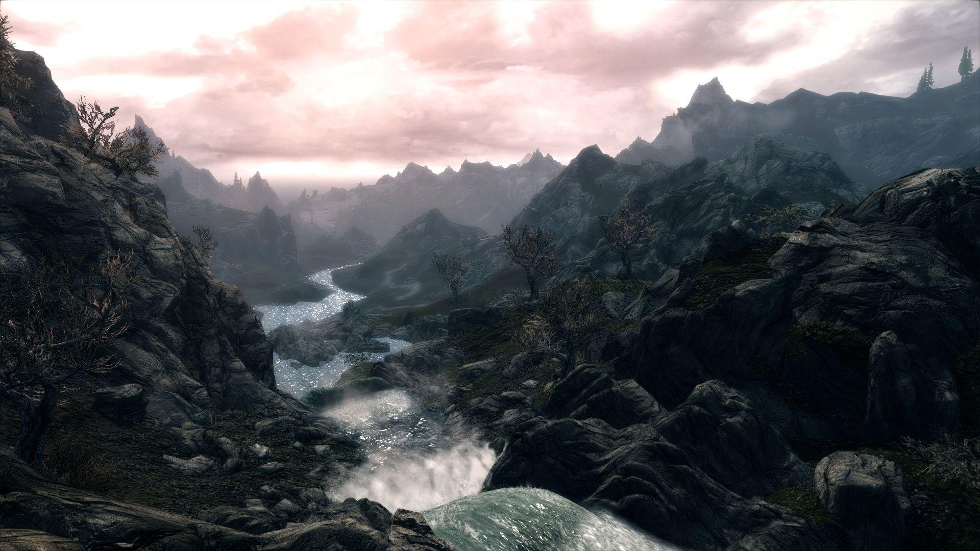 Skyrim, Landscape, The rivers and mountains across