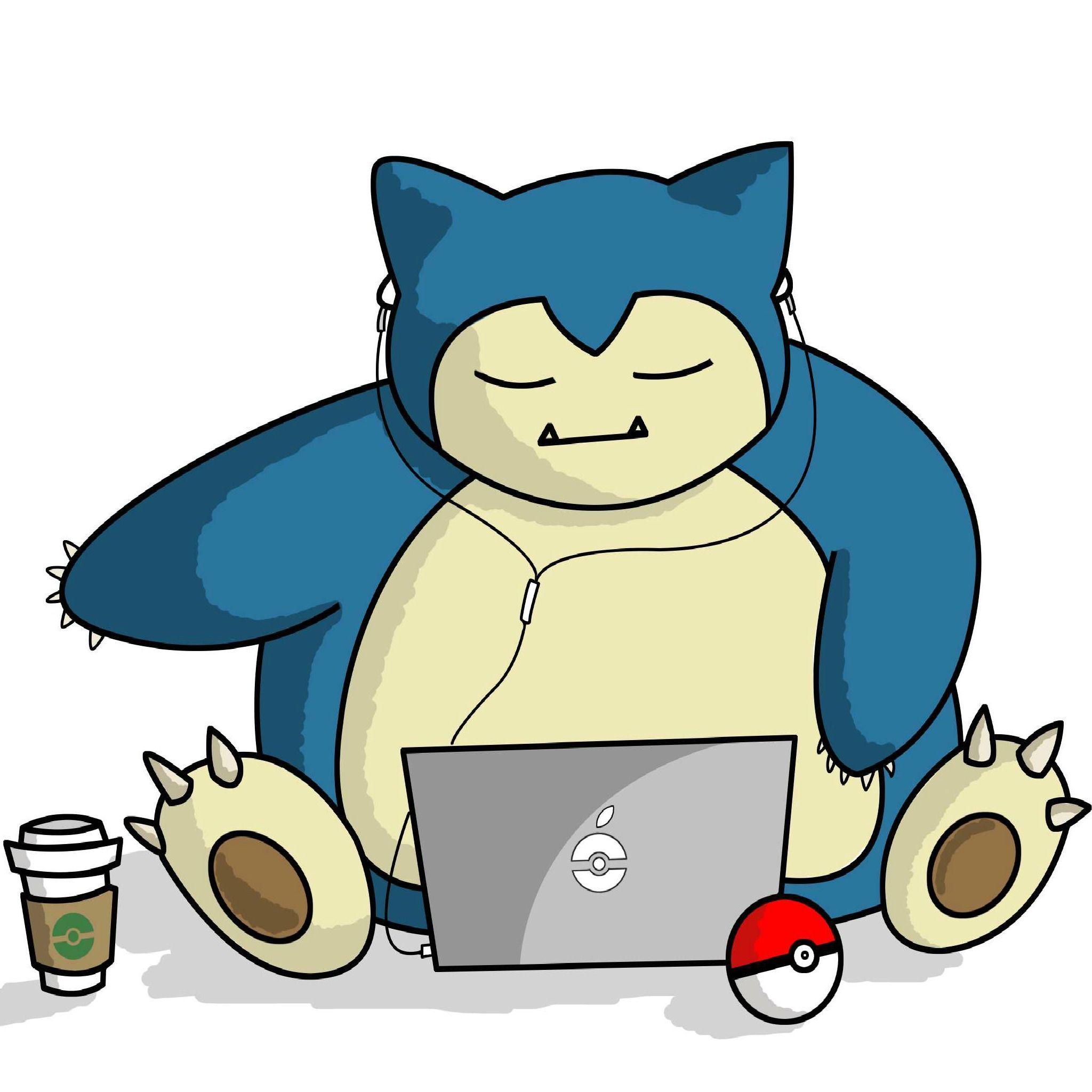Snorlax with Laptop to see more Pokemon Snorlax wallpaper