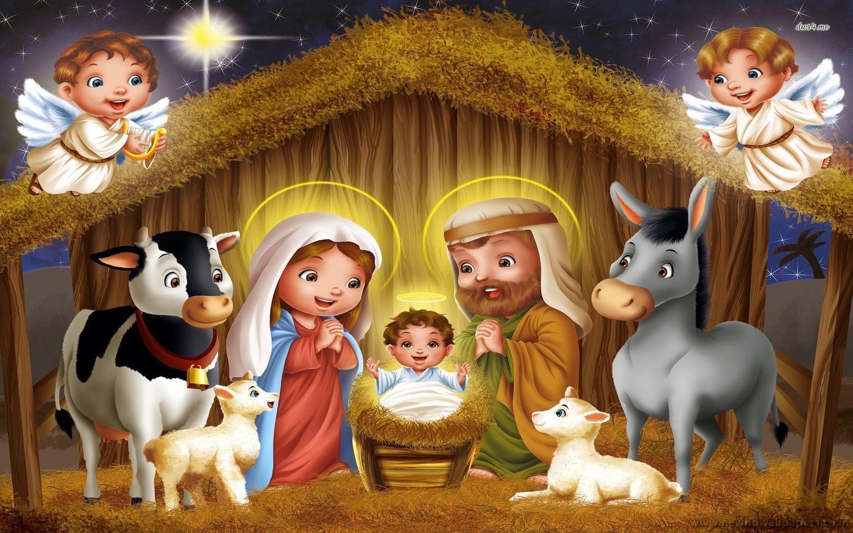Nativity Scene Wallpaper. Cartoon nativity scene wallpaper