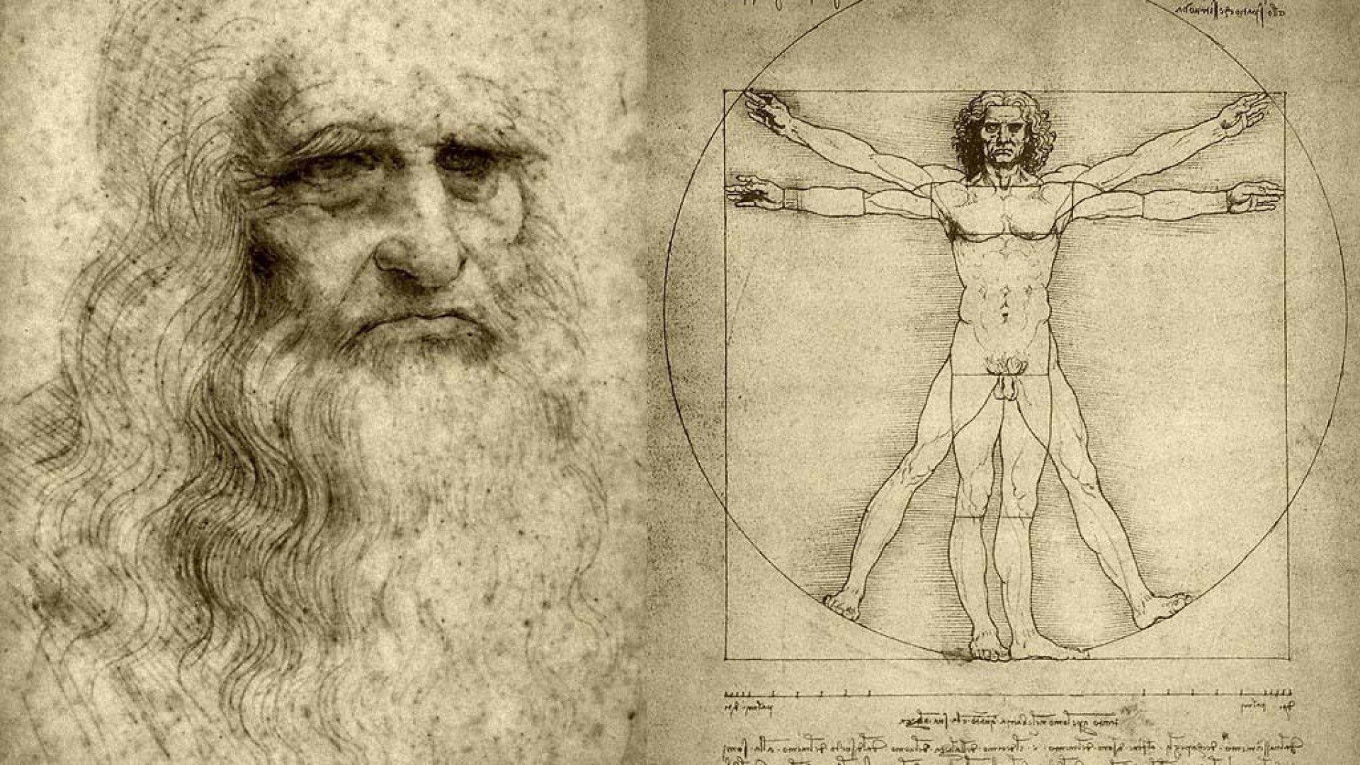 ScreenHeaven: Leonardo da Vinci Vitruvian Man drawings desktop