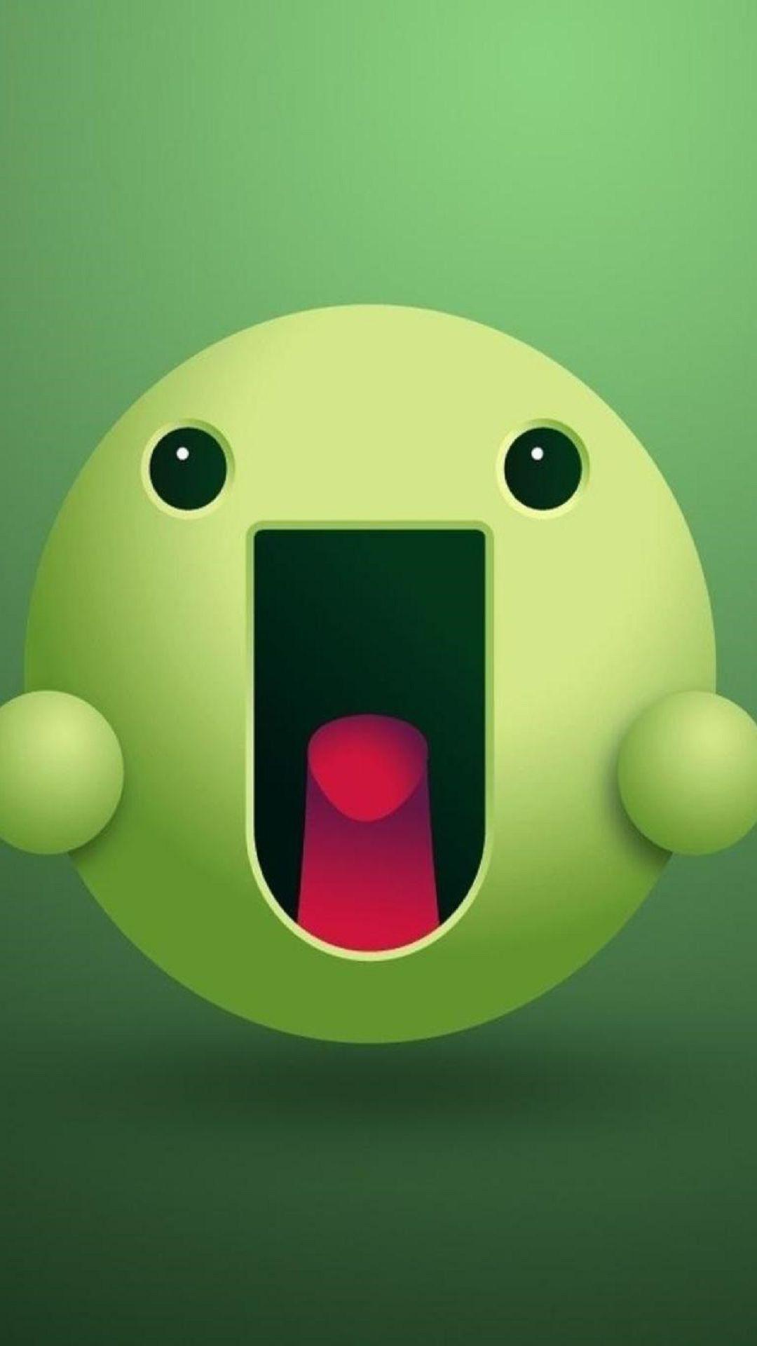 Green Smiley Emoticon Android Wallpaper free download
