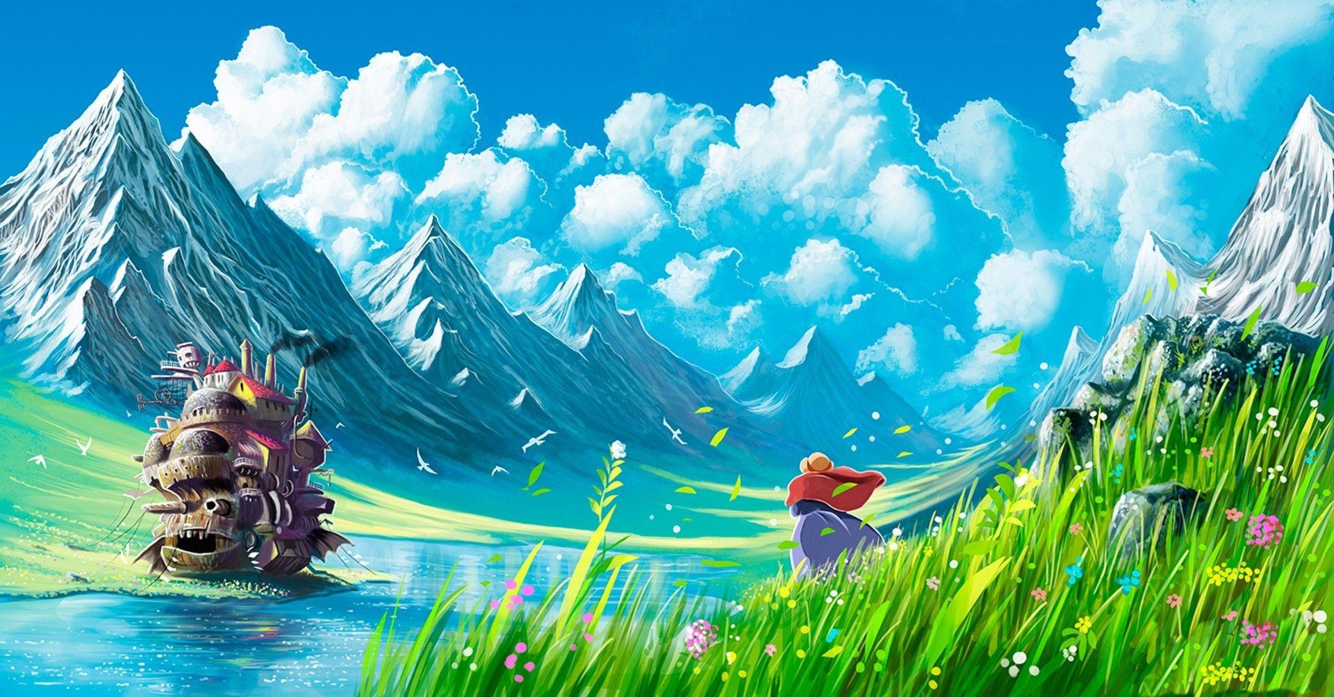 Studio Ghibli, Howls Moving Castle, Mountain Wallpapers HD / Desktop