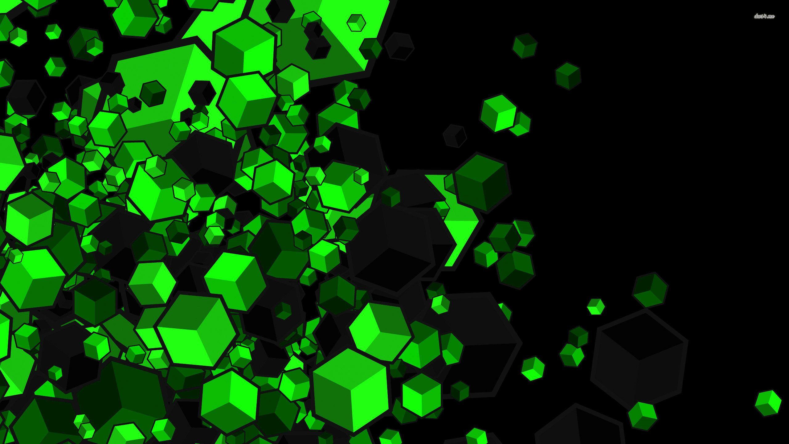Green or black cubes Full HD Wallpaper