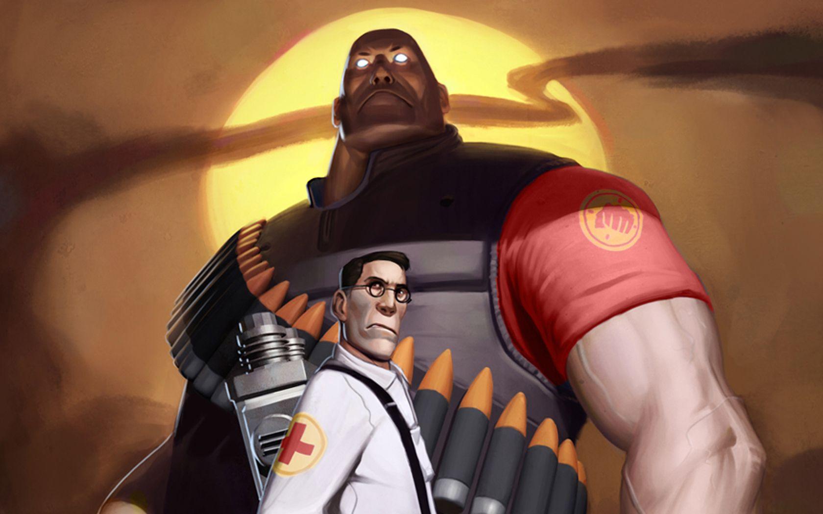 Team Fortress 2 Heavy And Medic Wallpaperx1050