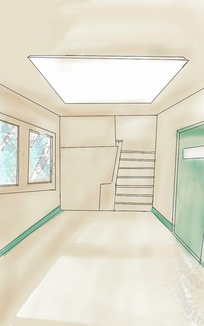 Manga Background, School Hallway By Miniwa Manga Art