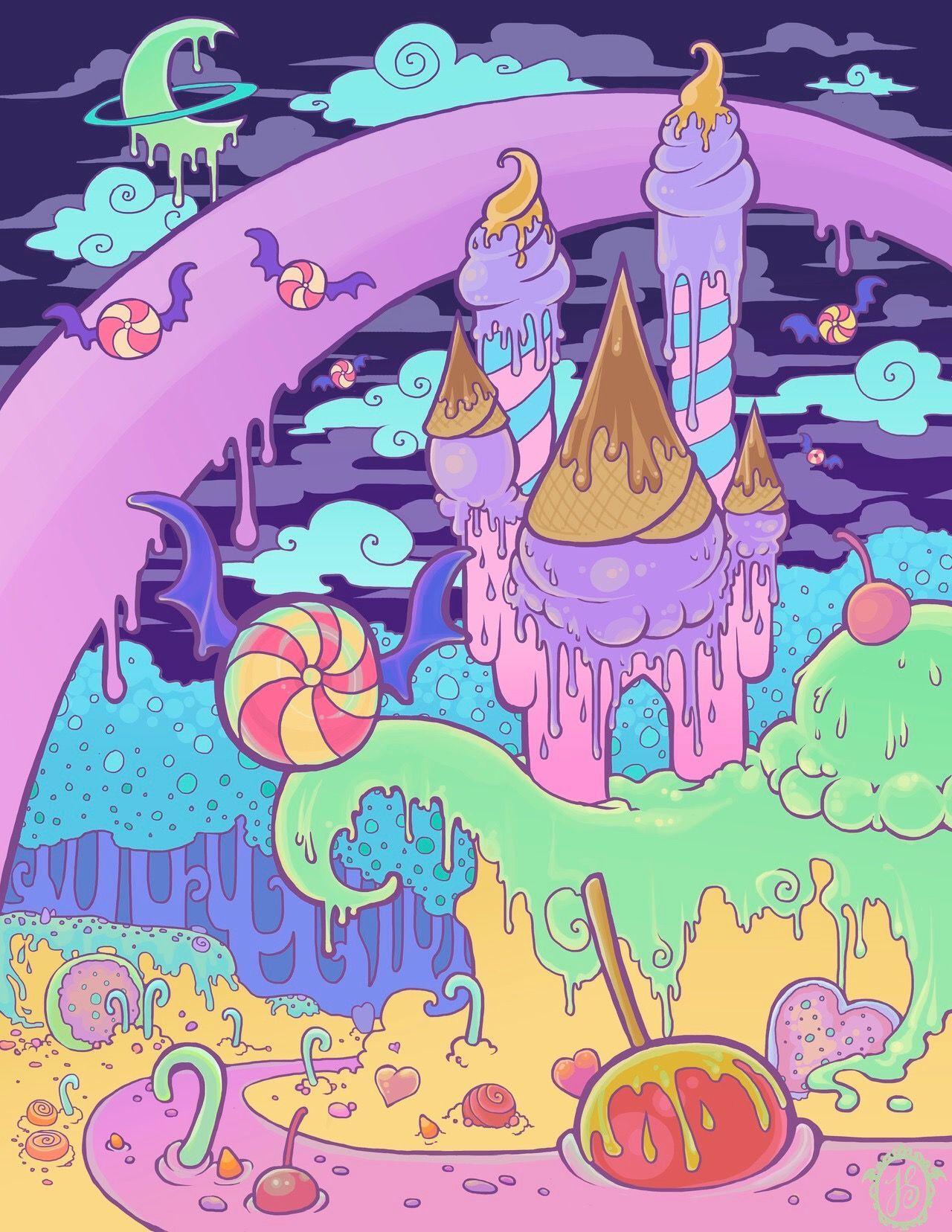 Pastel Goth candyland. Phone Wallpaper. Candyland