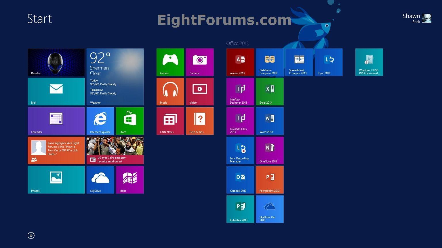 Start Screen Desktop Background On in Windows 8.1 Tutorial