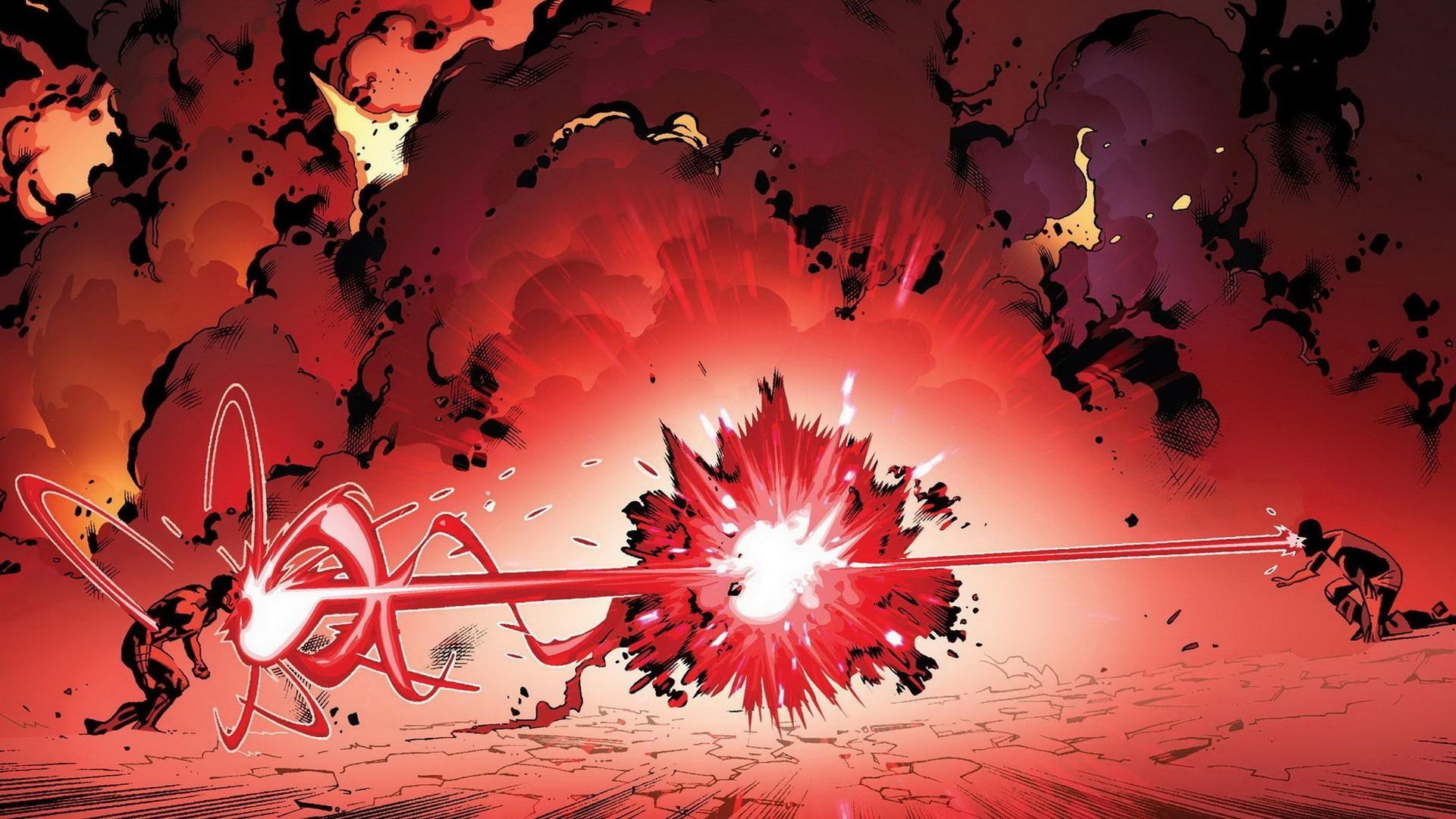 Red comics explosions fight marvel cyclops scott summers wallpaper