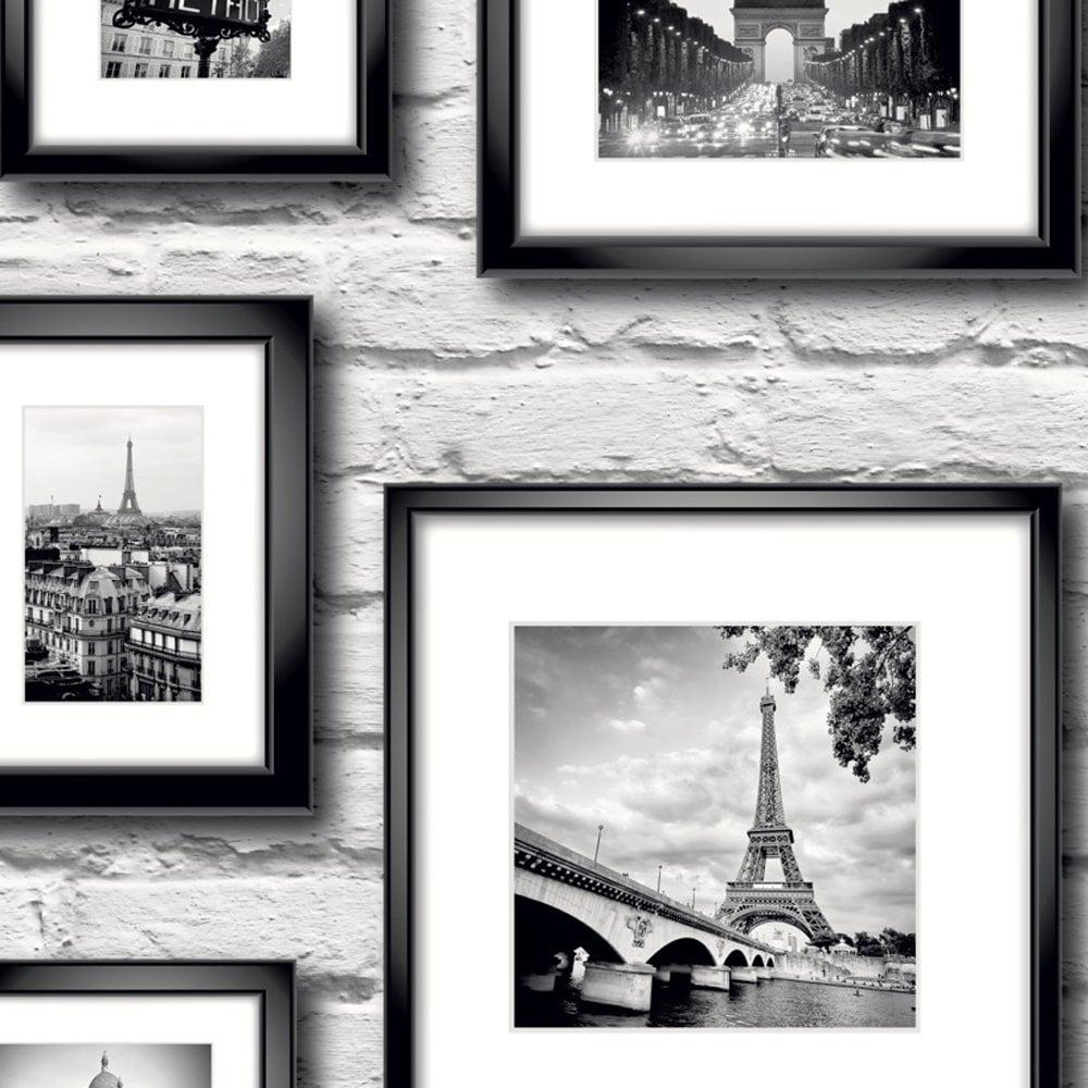 Muriva Paris in Frame Wallpaper Black, White