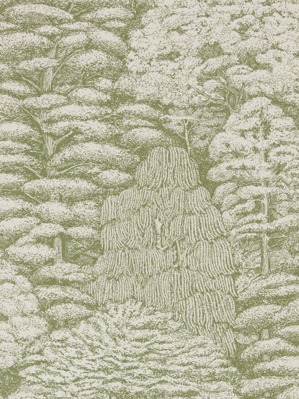 Woodland Toile Cream and Green wallpaper