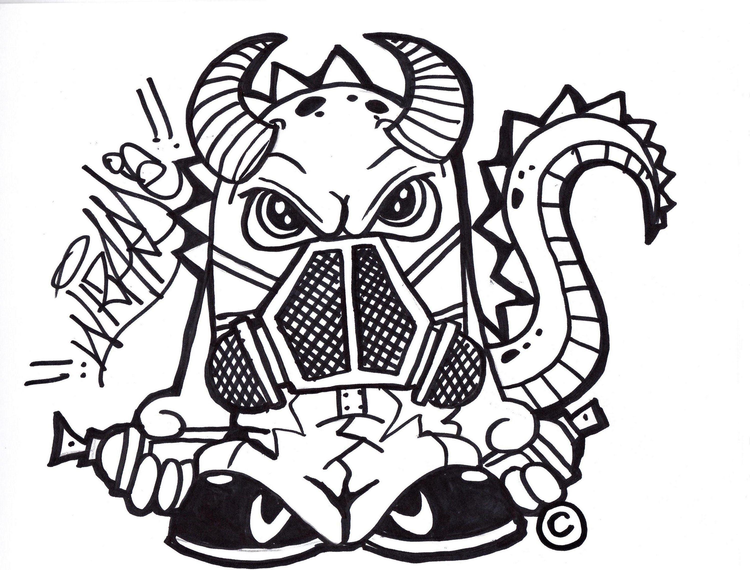 Graffiti Characters Gangster HD How To Draw A Dragon With A Gas Mask