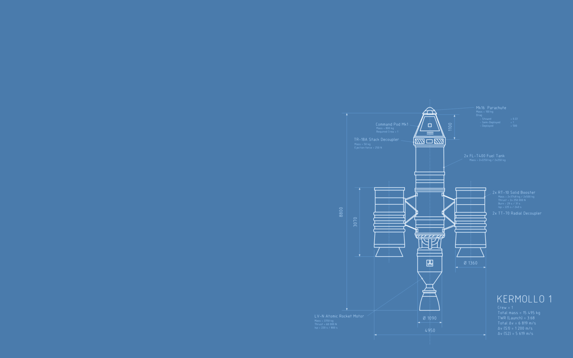 I Made A Blueprint Wallpaper Of A Small Rocket And Thought You Might Like It!