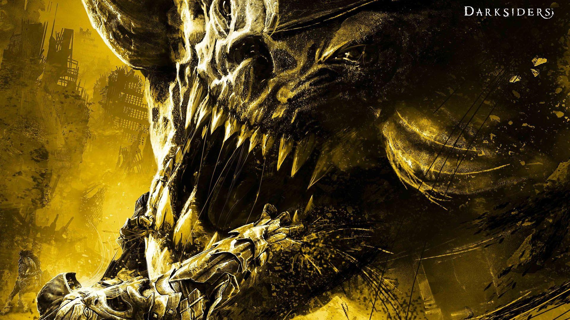 Download Wallpaper 1920x1080 darksiders, monster, face, name, teeth