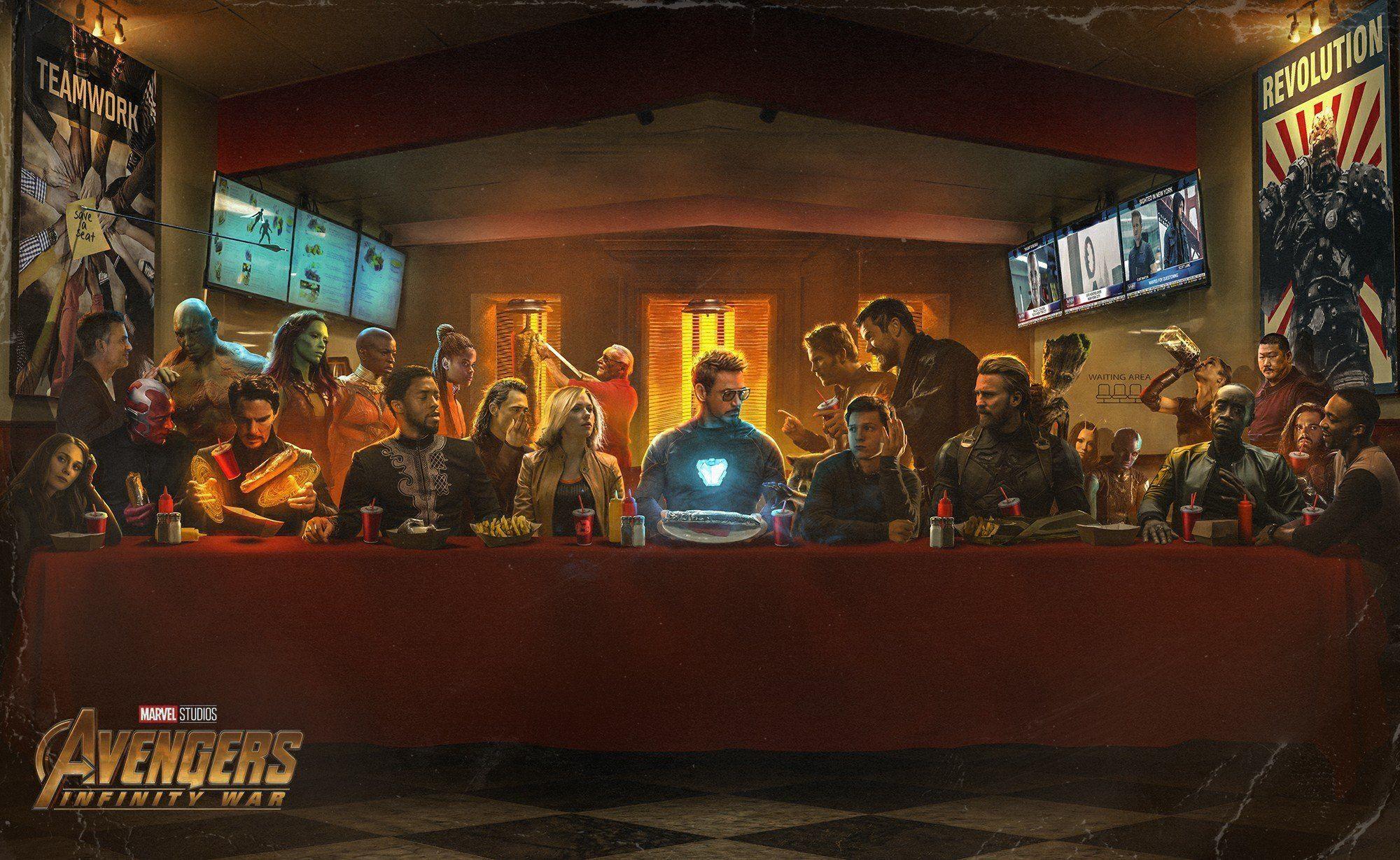 Stan Lee With Avengers Infinity War Superheros Artwork, Full HD 2K
