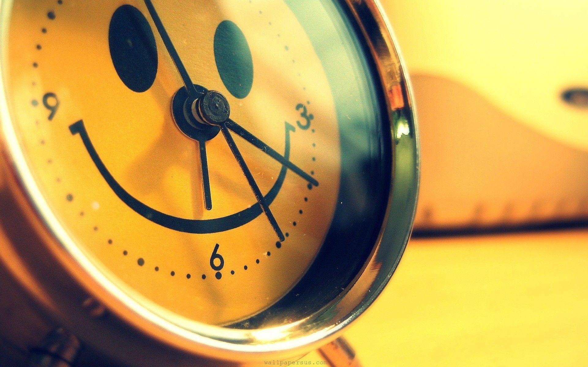 Yellow Happy Smiley Face Alarm Clocks Abstrack Picture Smiley Faces