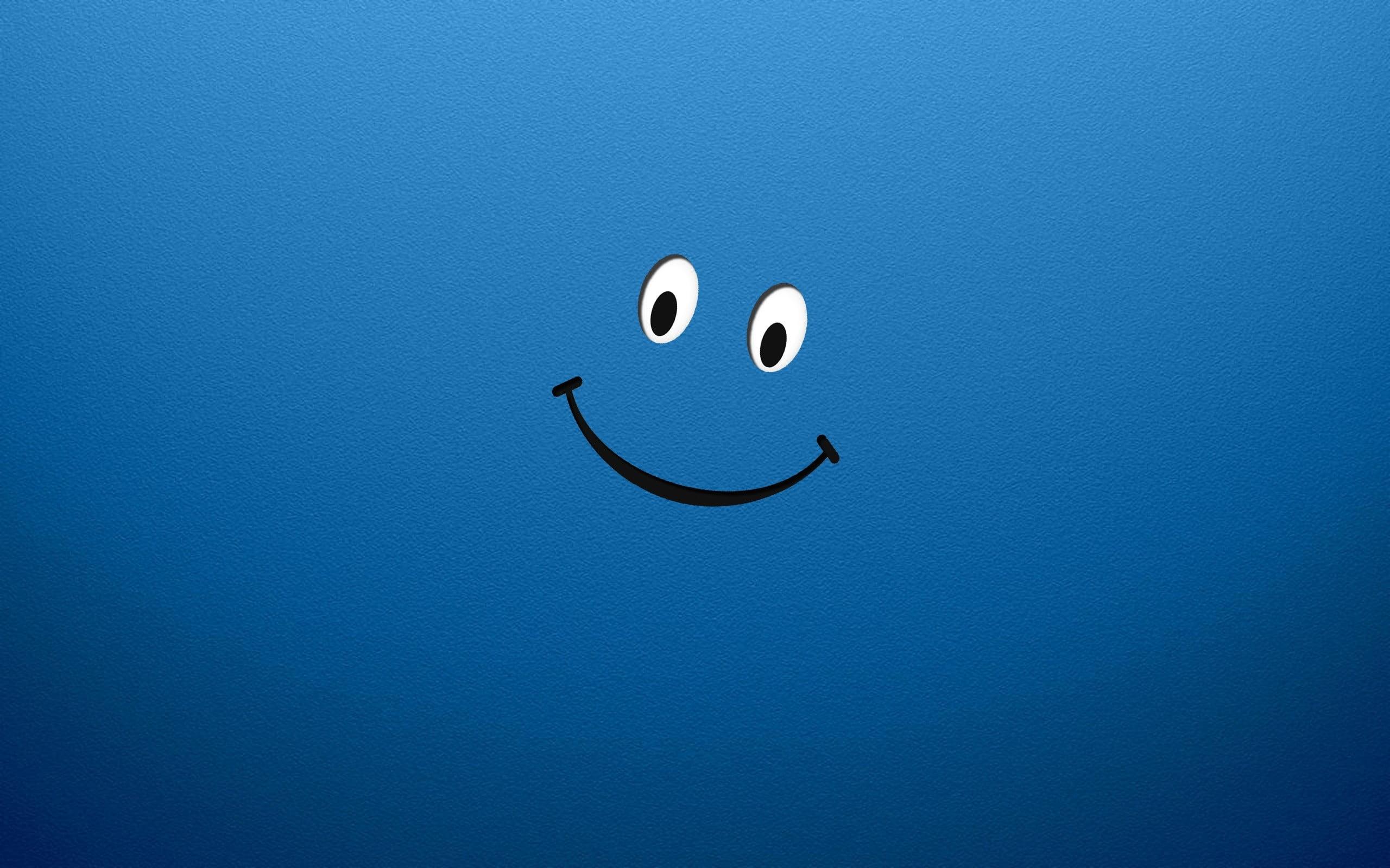 Blue happy face illustration HD wallpaper