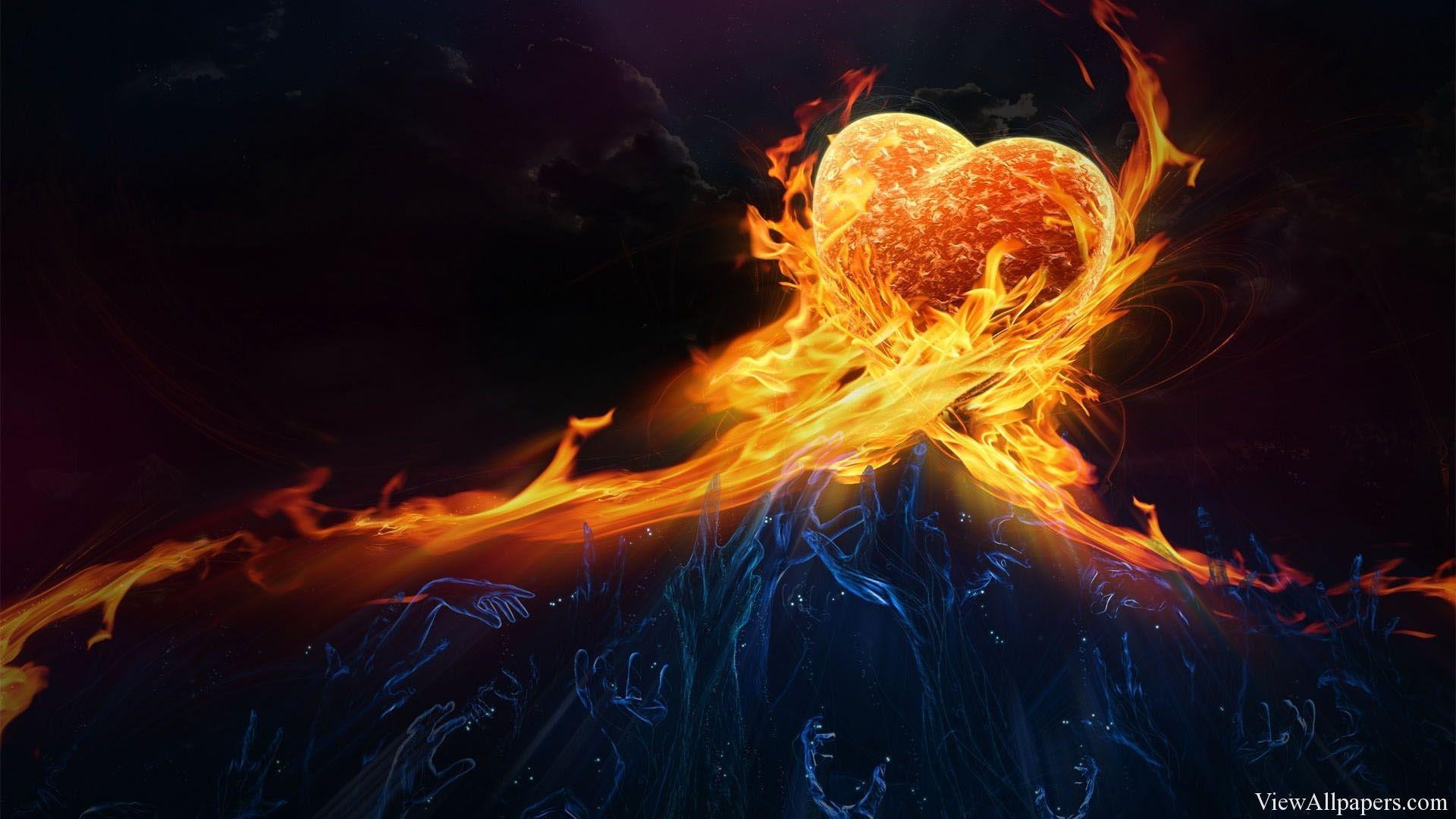 Abstract Heart on Fire Wallpaper. Viewallpaper