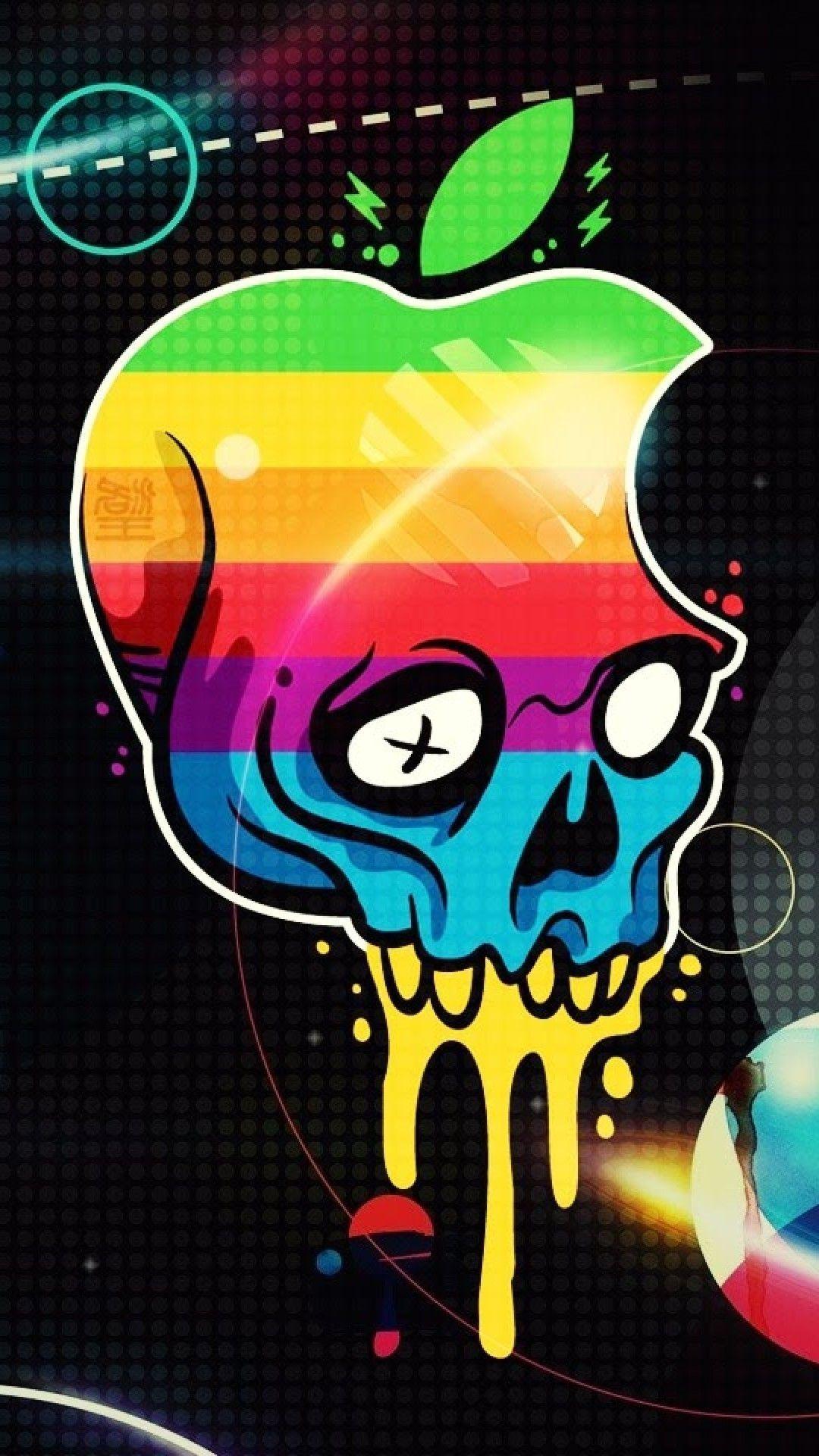Apple iPhone 6s wallpaper graffiti skull logo. phone wallpaper
