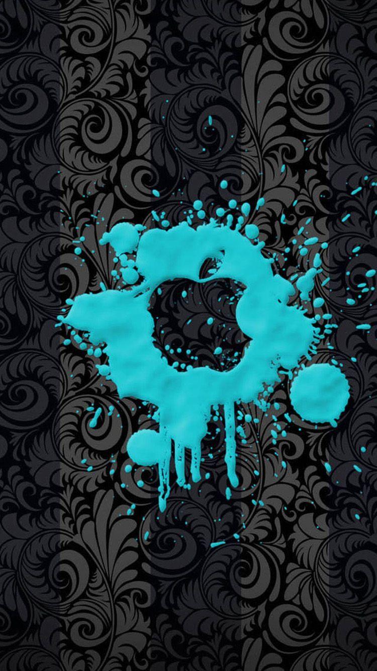 Blue graffiti Apple logo iPhone 6 Wallpaper. geeky