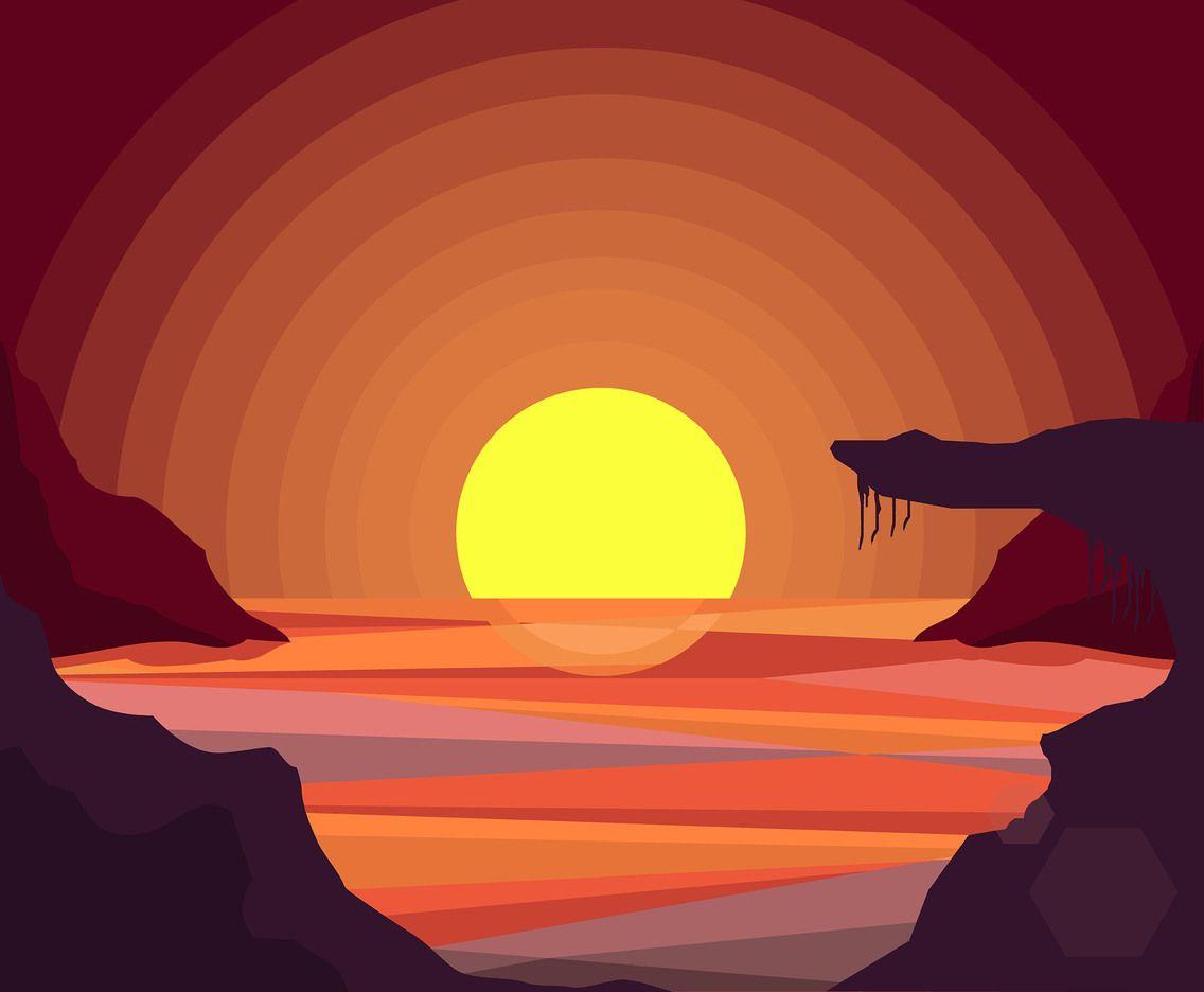 Sunset Background And Sea Vector Vector Art & Graphics