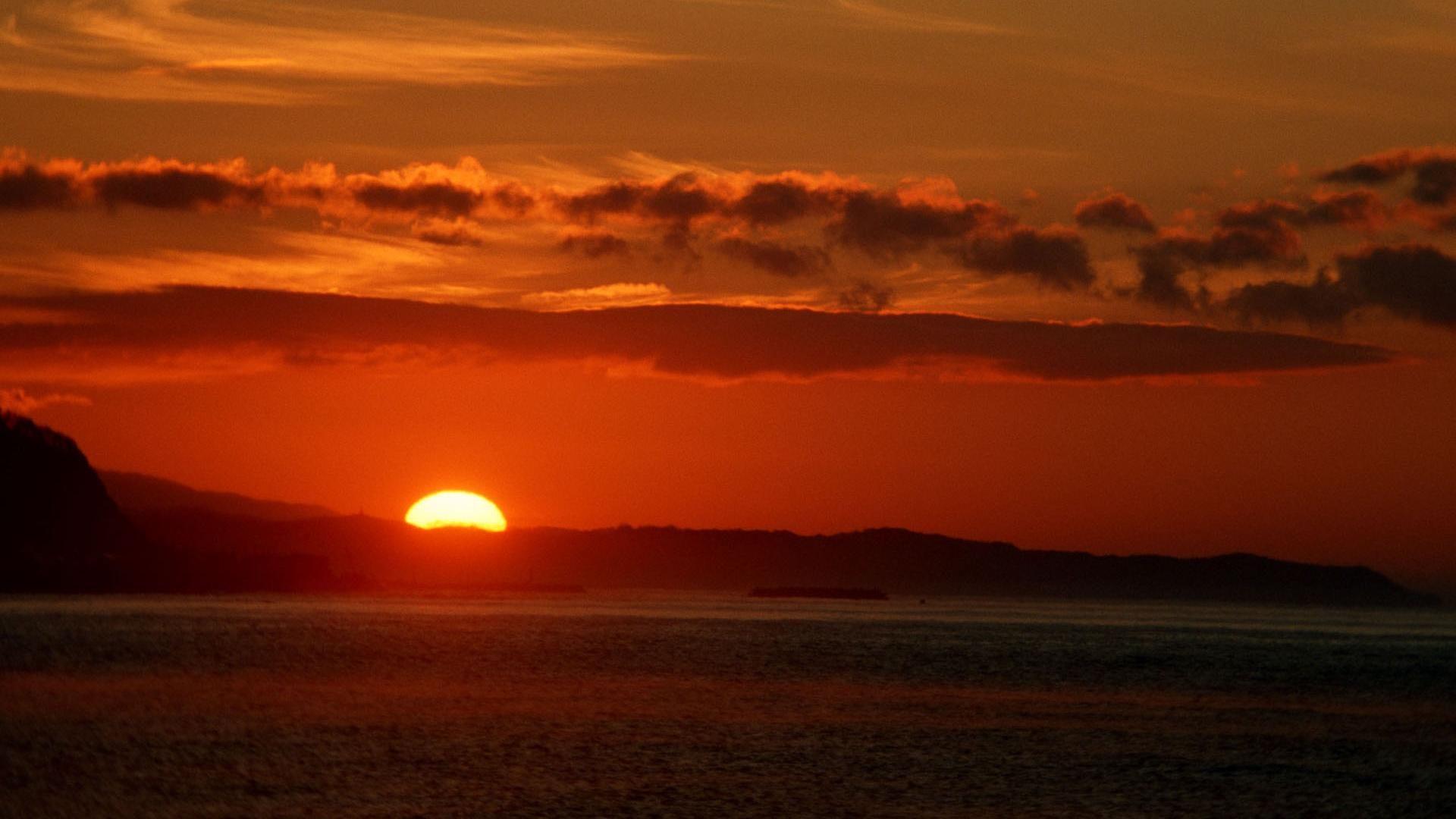 Nature Sunset And Sea Scenery Background Widescreen and HD