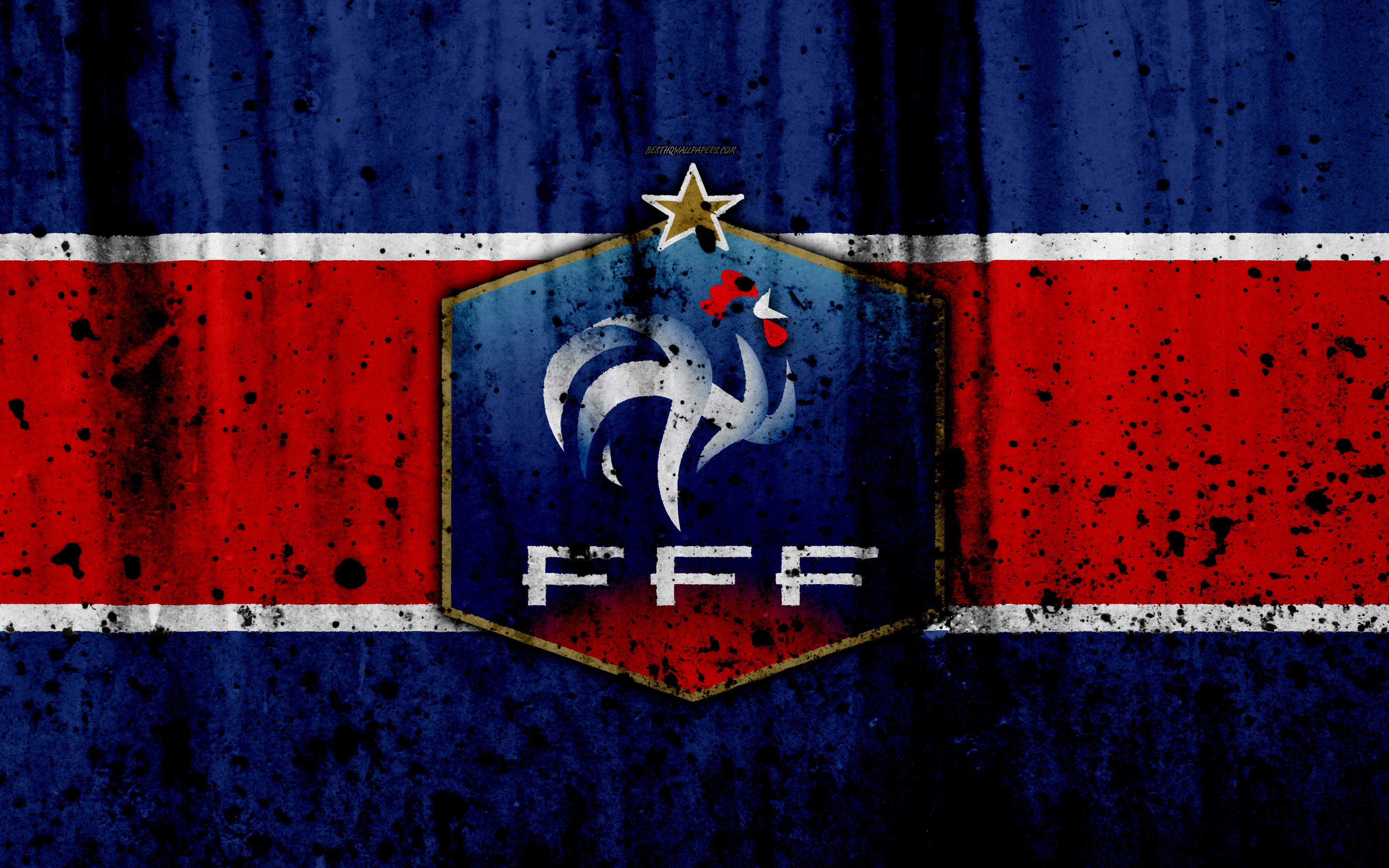 Download wallpaper France national football team, 4k, logo, FFF
