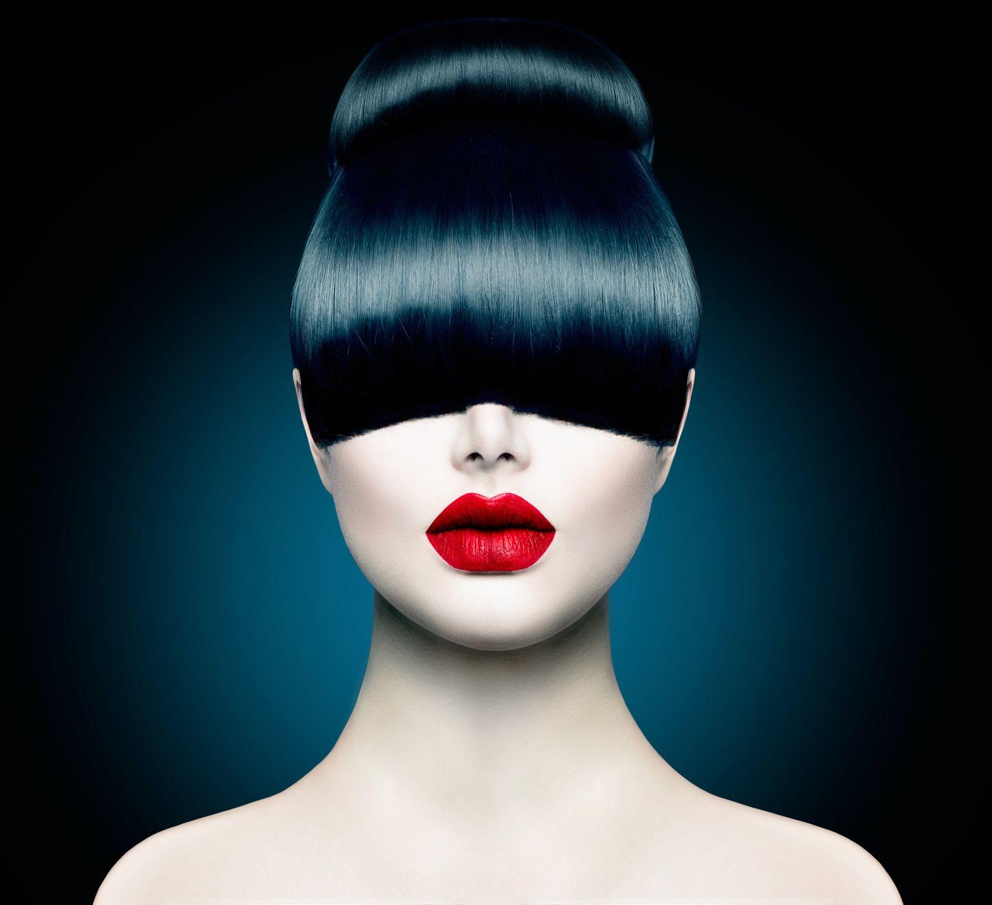 High Fashion Model Girl Portrait With Trendy Fringe