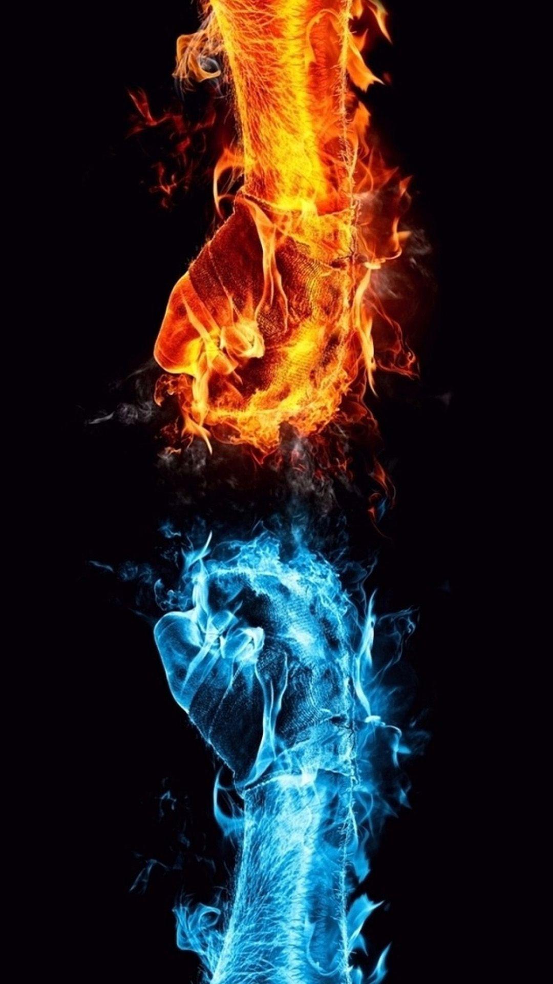 blue fire in hand